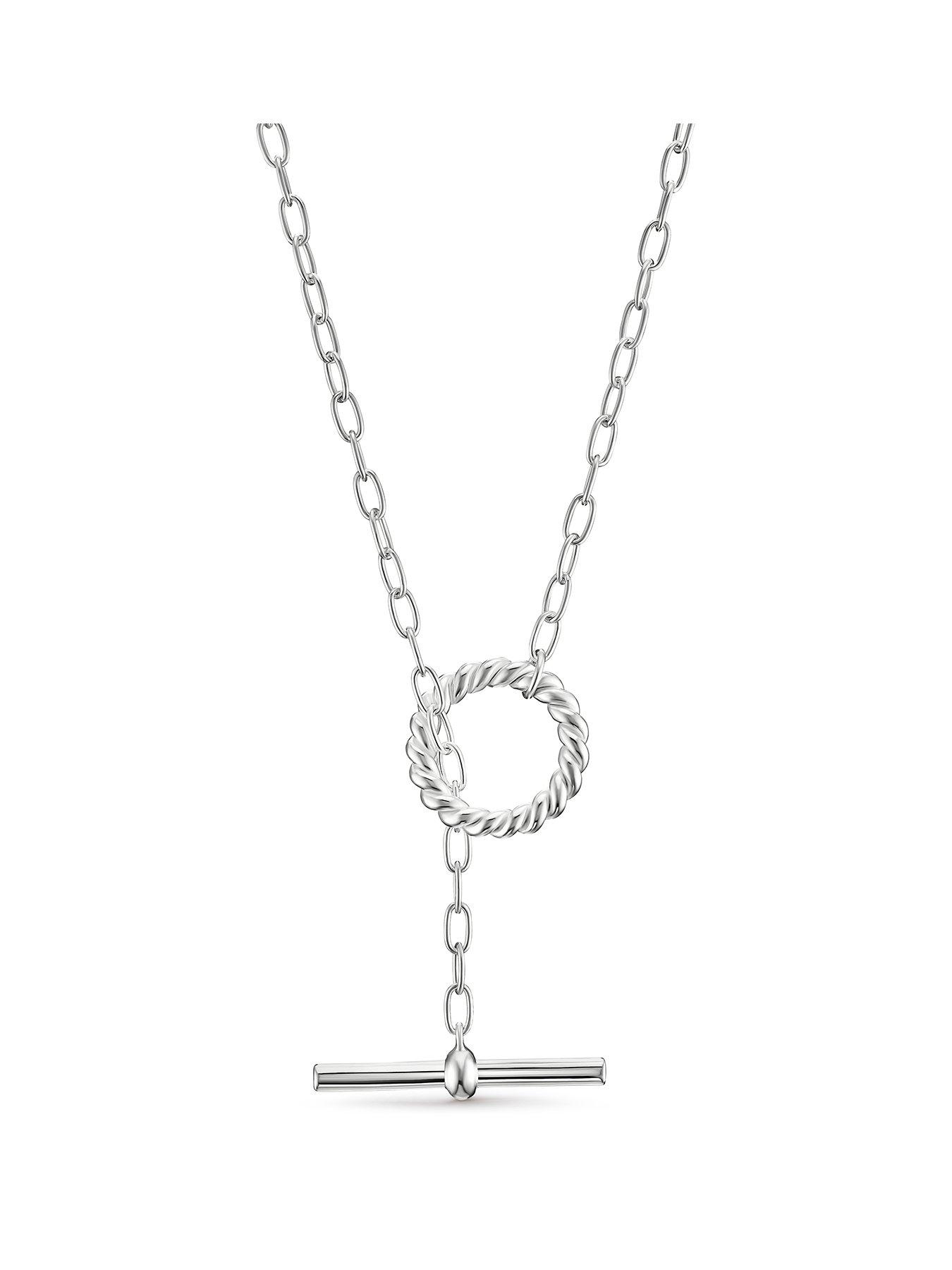 Image 1 of 3 of Ernest Jones Sterling Silver Pendant T-Bar Necklace