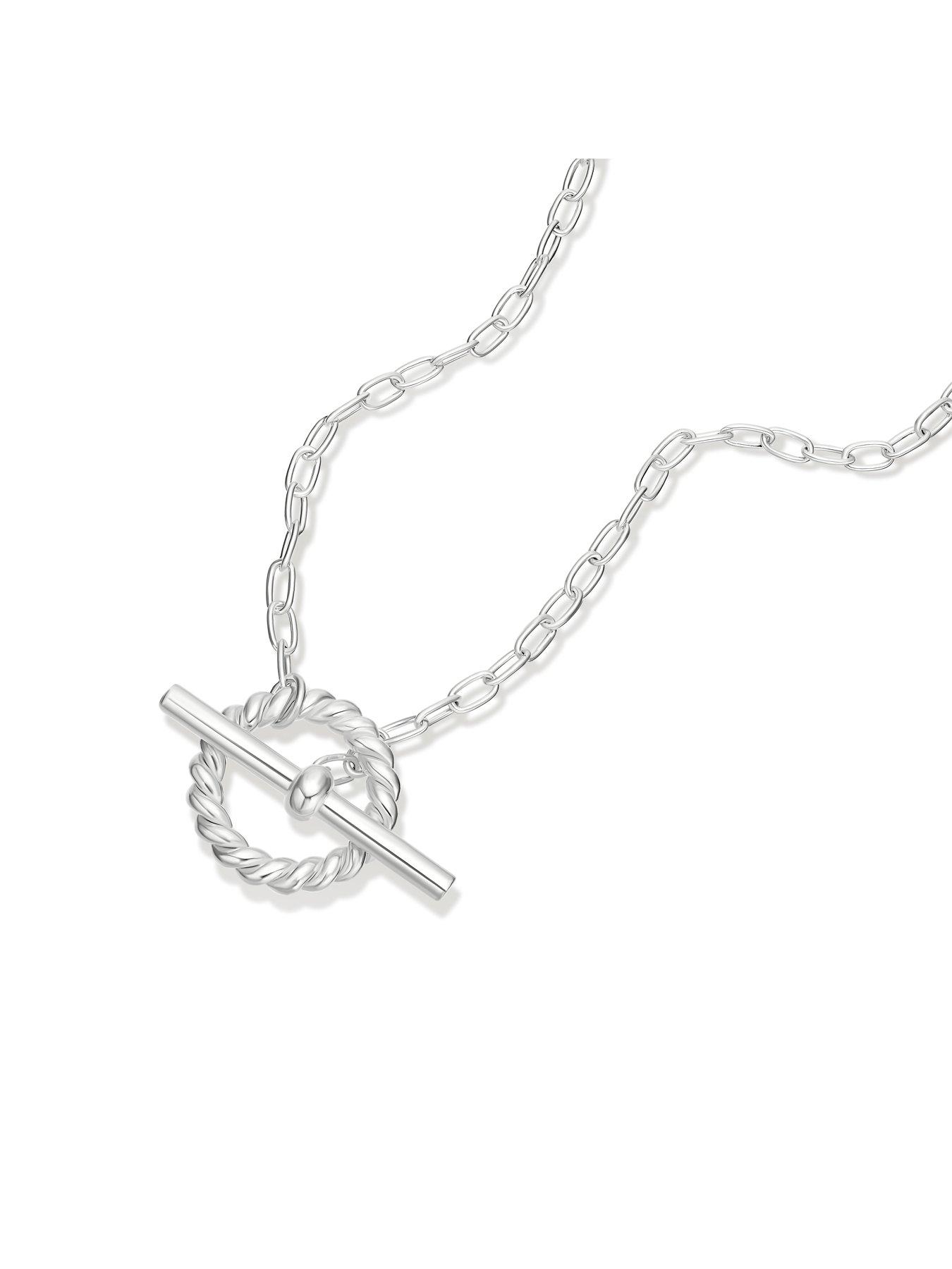 Image 2 of 3 of Ernest Jones Sterling Silver Pendant T-Bar Necklace