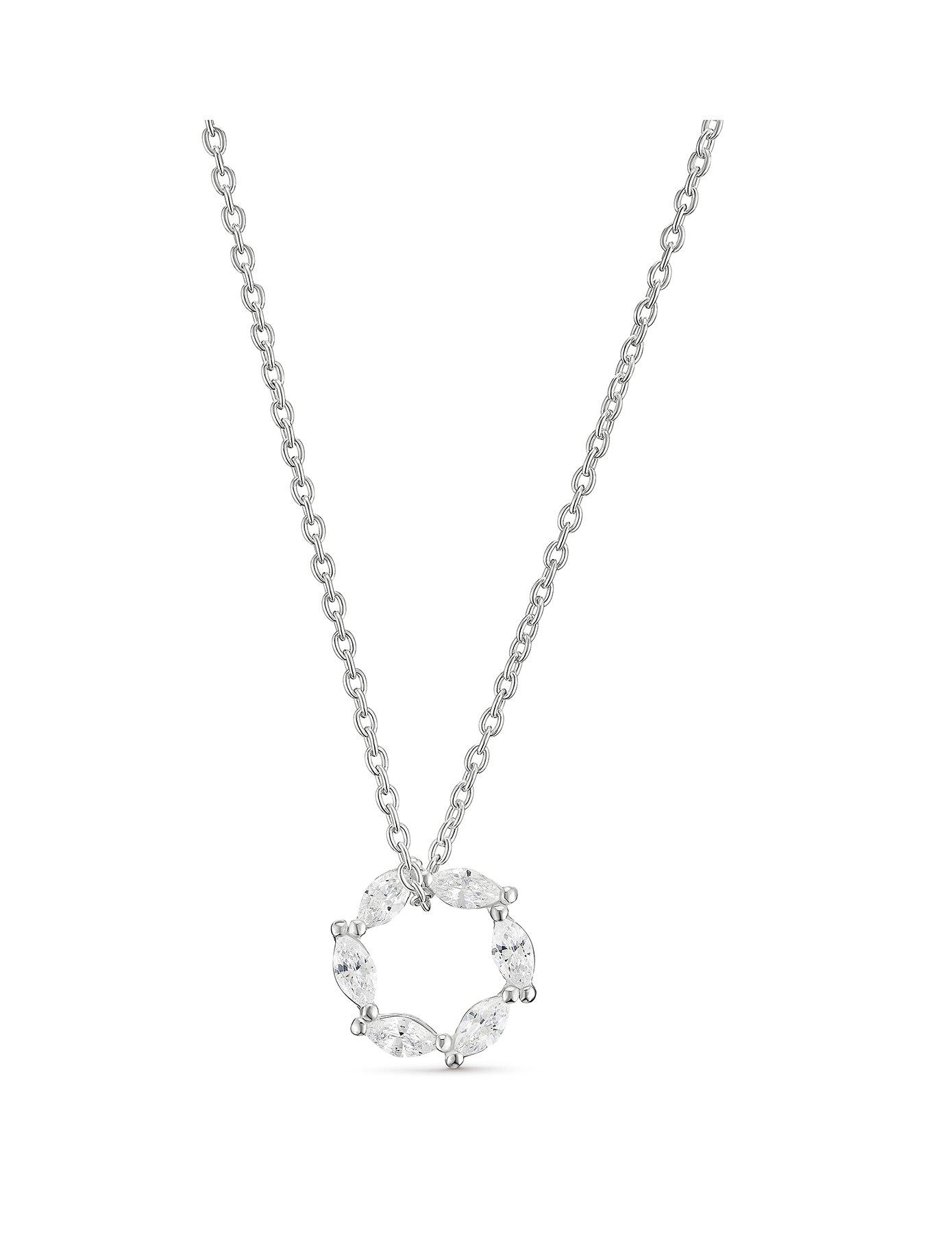 Image 1 of 2 of Ernest Jones Sterling Silver Open Cubic Zirconia Pendant