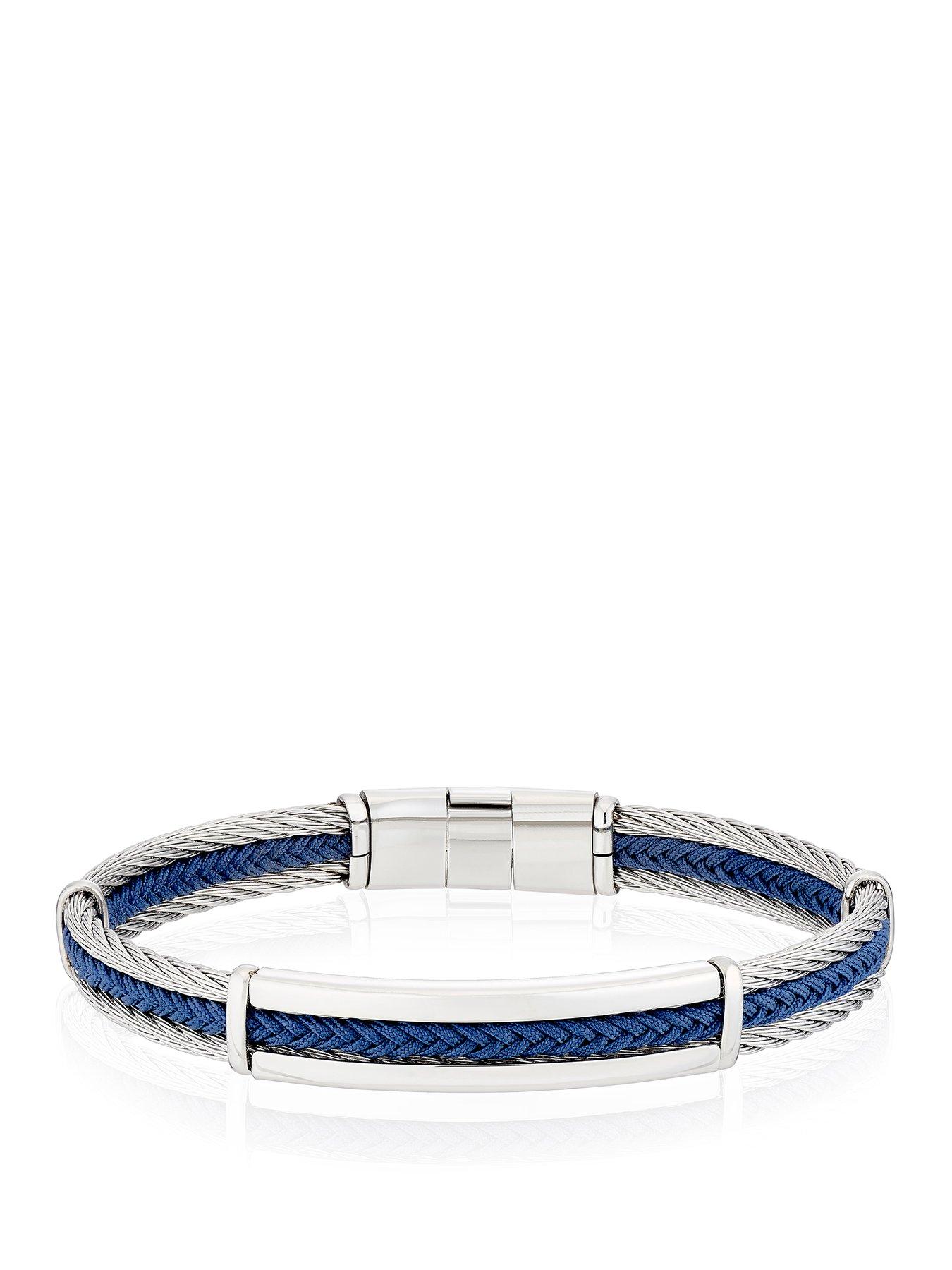 Image 1 of 1 of Ernest Jones Men's Blue Polyester Stainless Steel Woven Bracelet