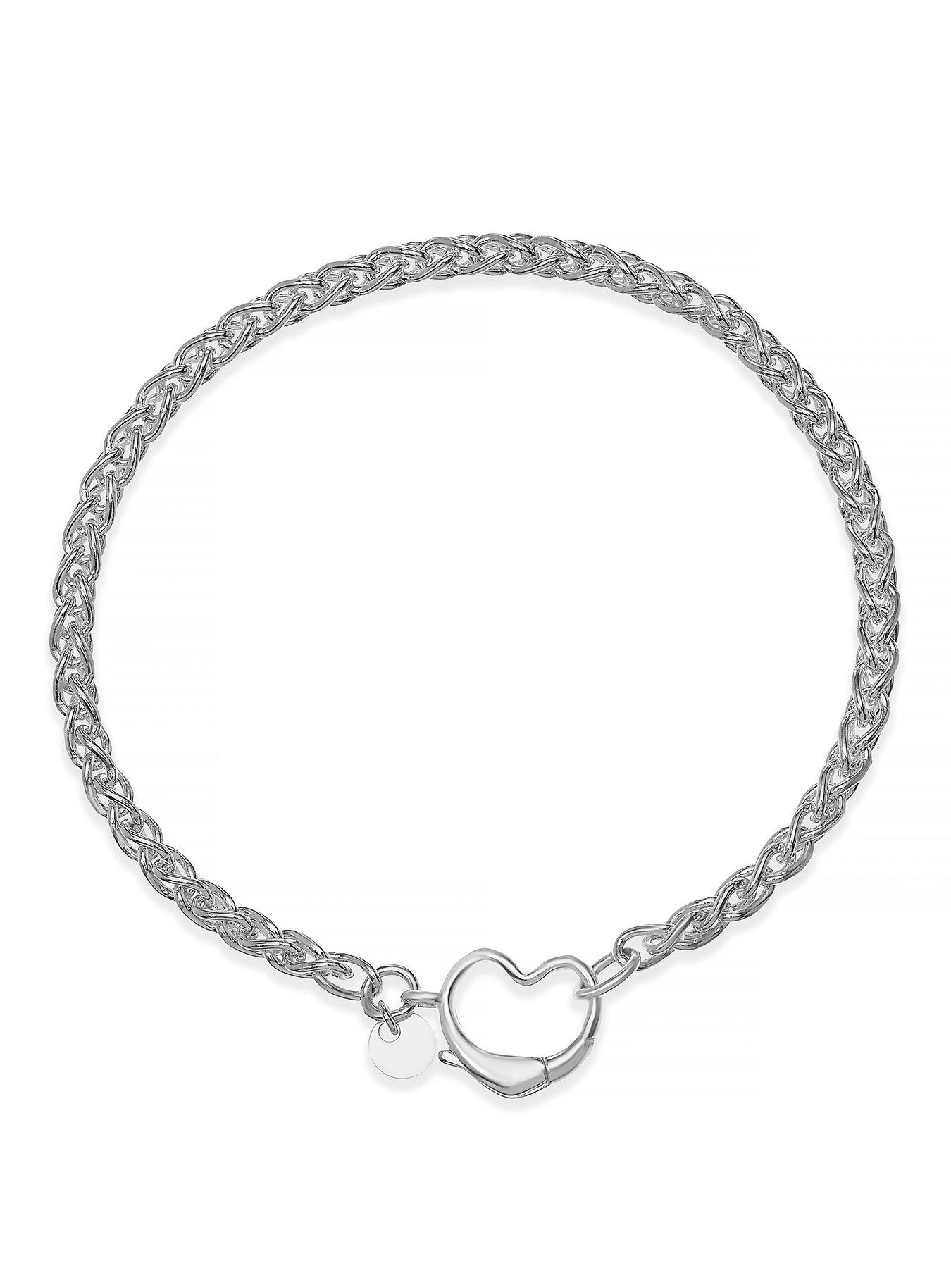 Image 1 of 2 of Ernest Jones Sterling Silver Heart Clasp & Rope Bracelet