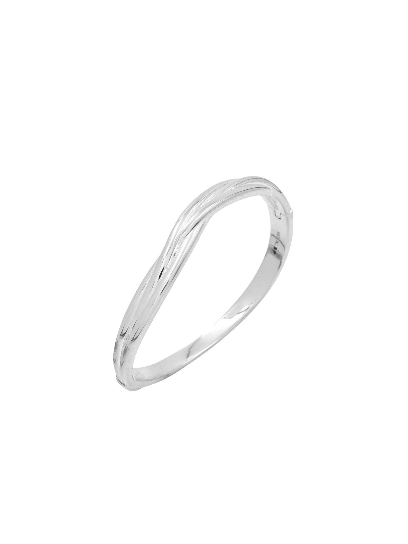 Image 3 of 3 of The Edit Womens Abstract Entwined Sterling Silver Plated Bangle - Silver