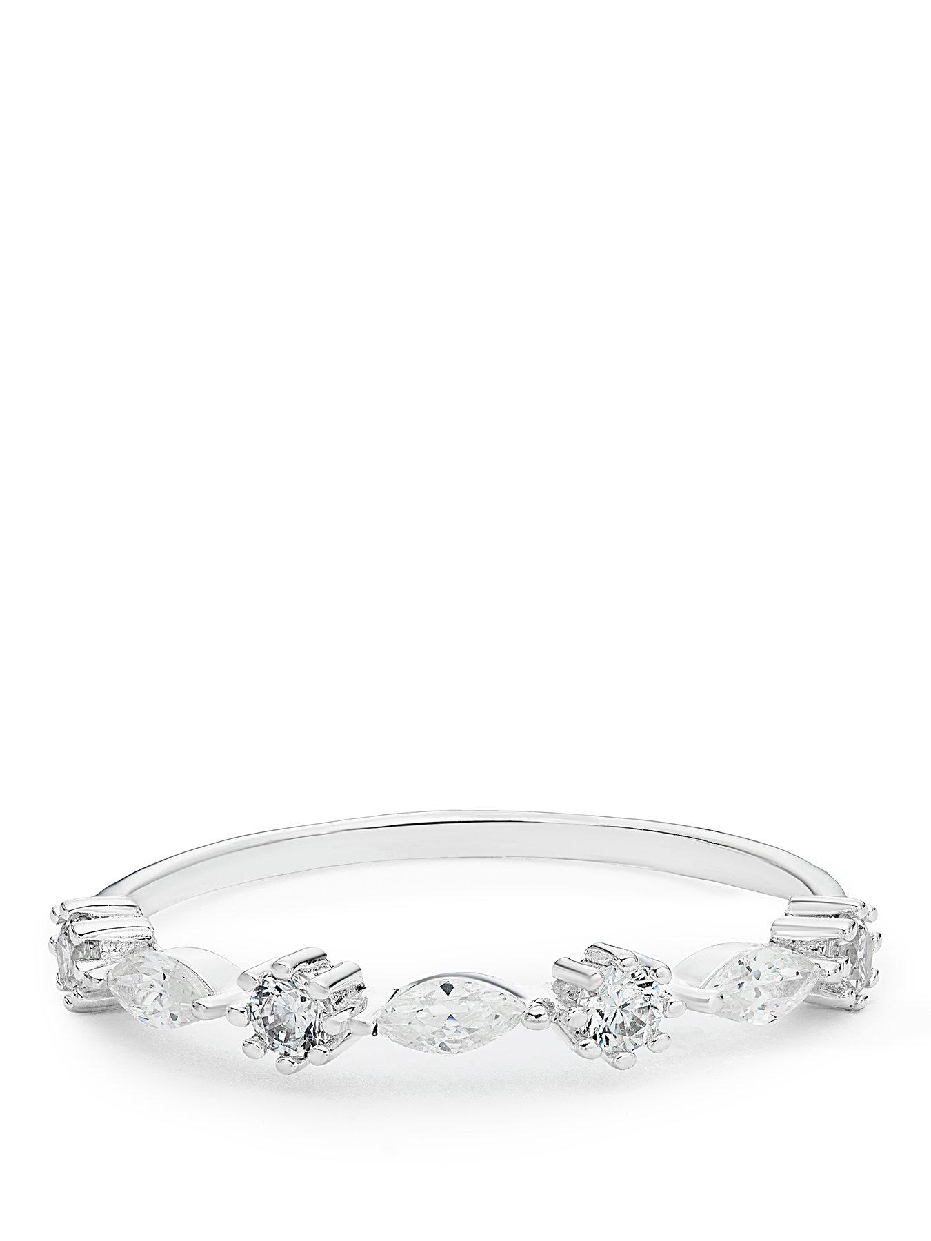 Image 1 of 3 of Ernest Jones Sterling Silver Cubic Zirconia Round & Marquise Cut Ring