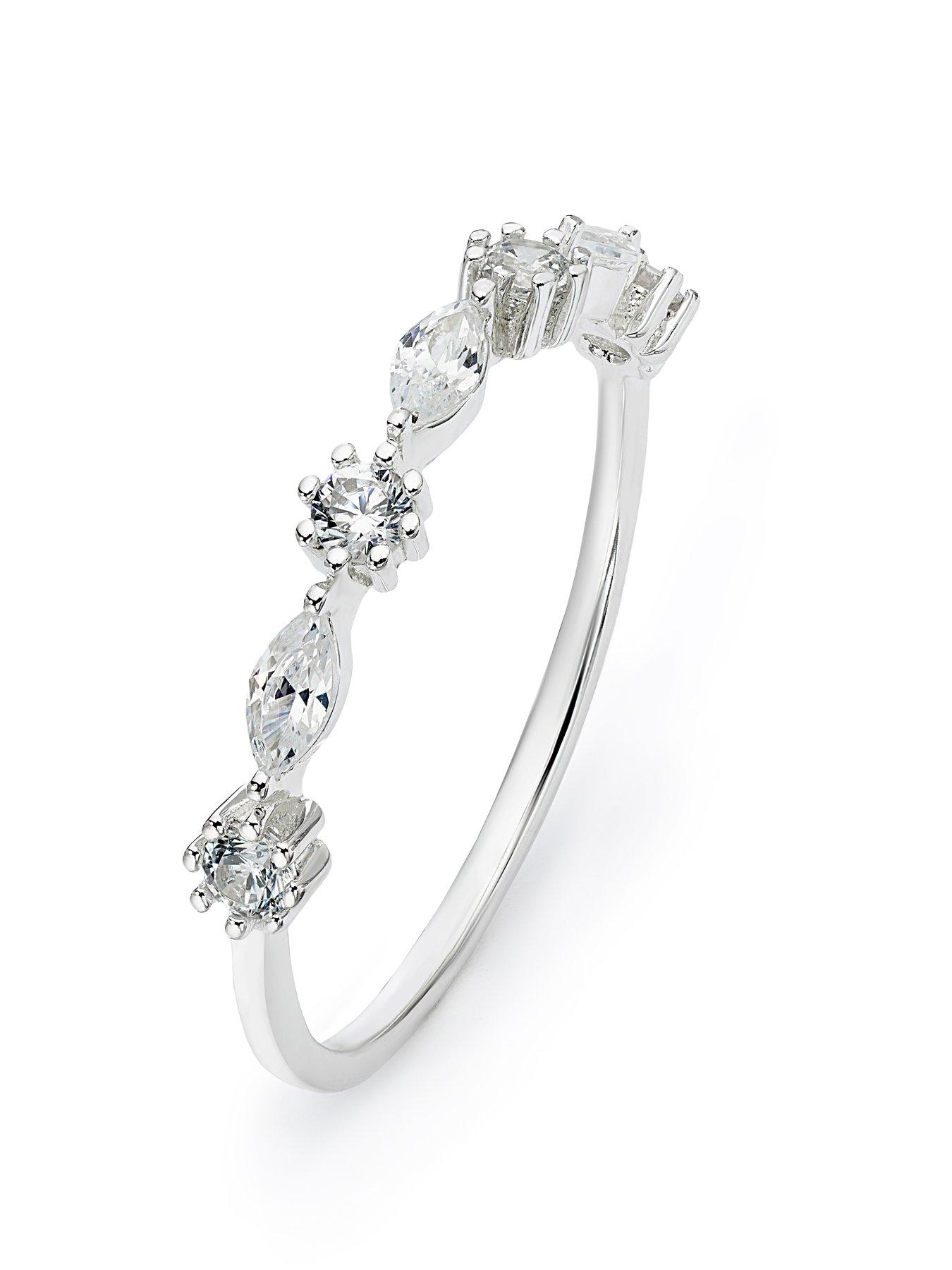 Image 2 of 3 of Ernest Jones Sterling Silver Cubic Zirconia Round & Marquise Cut Ring