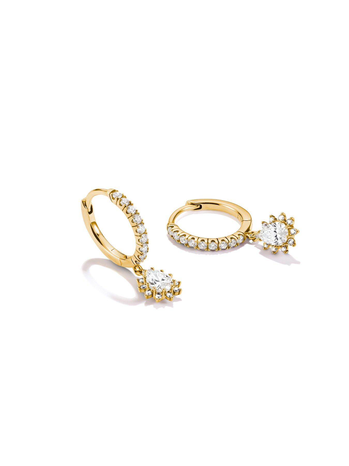 Image 2 of 3 of Thomas Sabo Teardrop White Zirconia Hoop Earrings