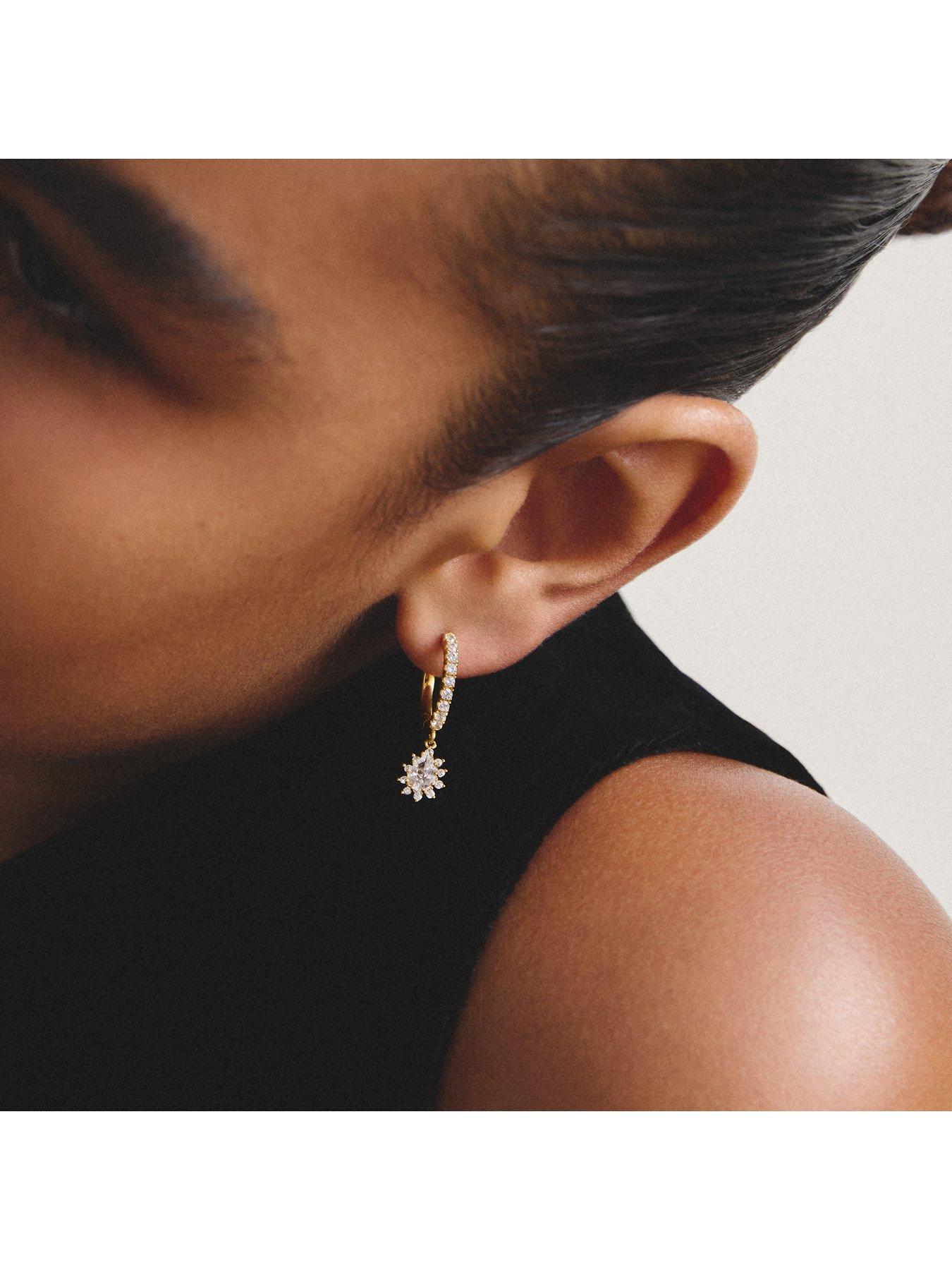 Image 3 of 3 of Thomas Sabo Teardrop White Zirconia Hoop Earrings