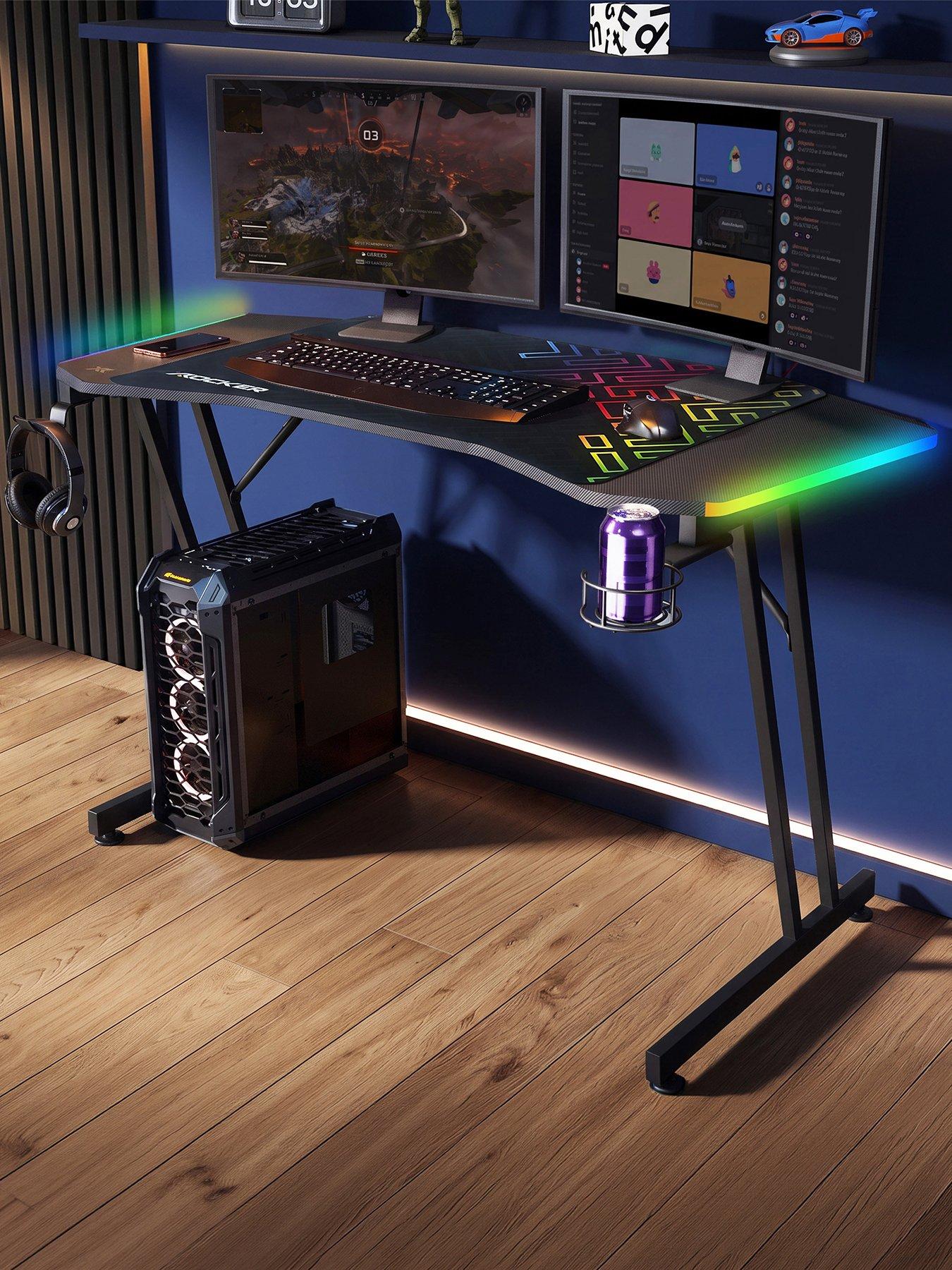 Image 1 of 6 of X Rocker X Rocker Panther Evo RGB 120cm Gaming Desk with Mousepad - Black Exclusive to Very