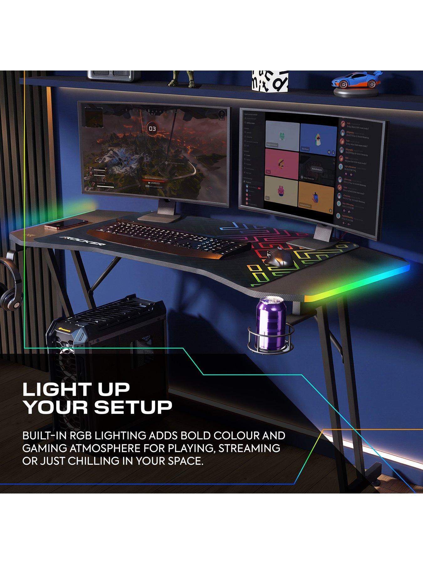 Image 3 of 6 of X Rocker X Rocker Panther Evo RGB 120cm Gaming Desk with Mousepad - Black Exclusive to Very
