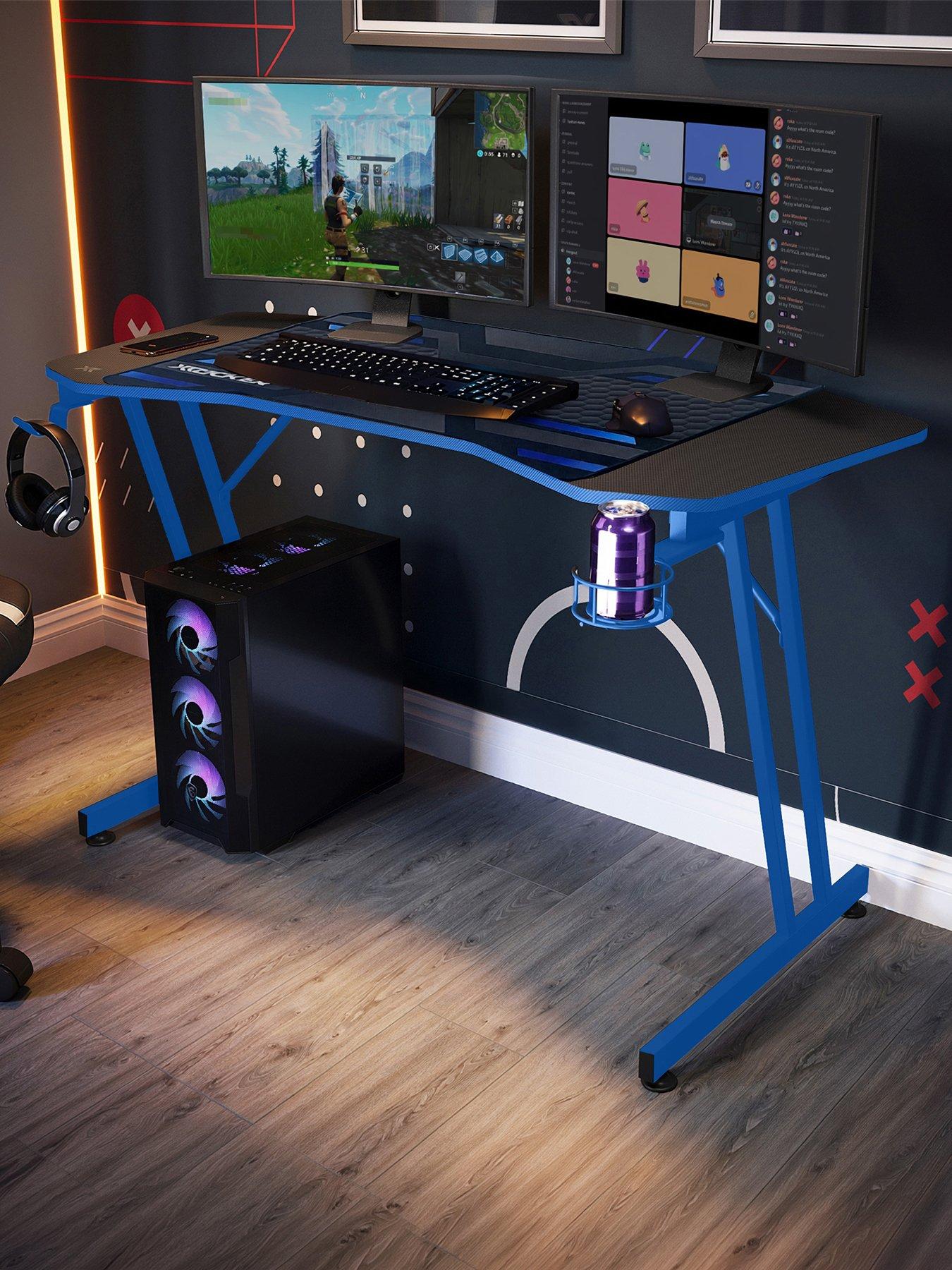 Image 1 of 7 of X Rocker Panther Evo 120cm Gaming Desk with Mousepad - Black / Blue
