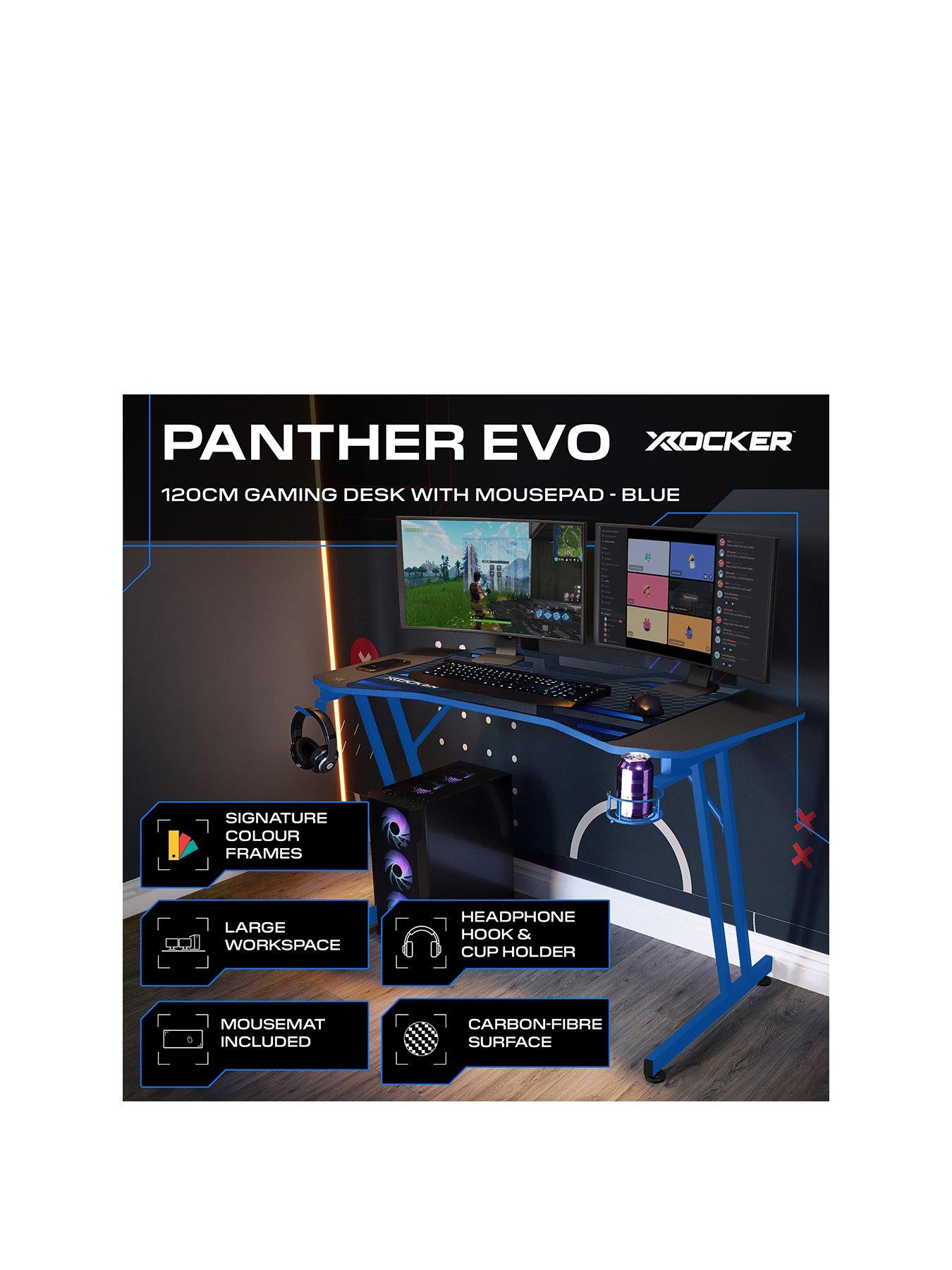 Image 2 of 7 of X Rocker Panther Evo 120cm Gaming Desk with Mousepad - Black / Blue