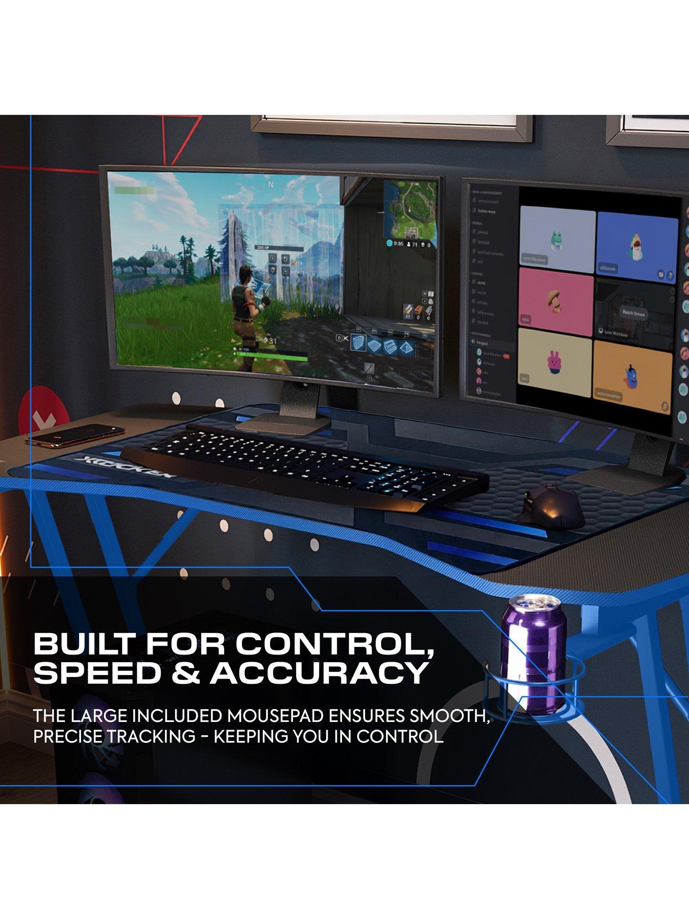 Image 5 of 7 of X Rocker Panther Evo 120cm Gaming Desk with Mousepad - Black / Blue