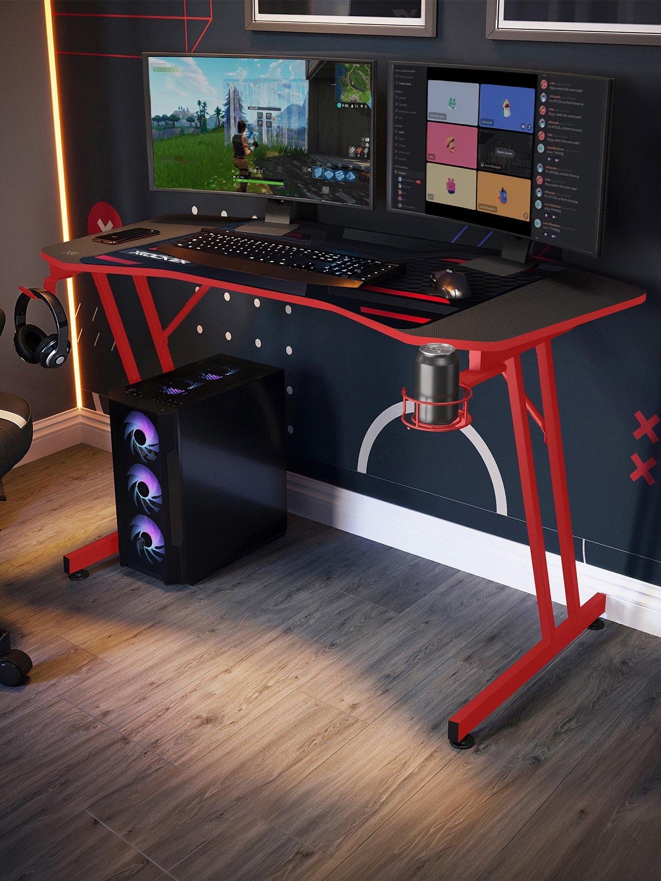 Image 1 of 7 of X Rocker Panther Evo 120cm Gaming Desk with Mousepad - Black / Red
