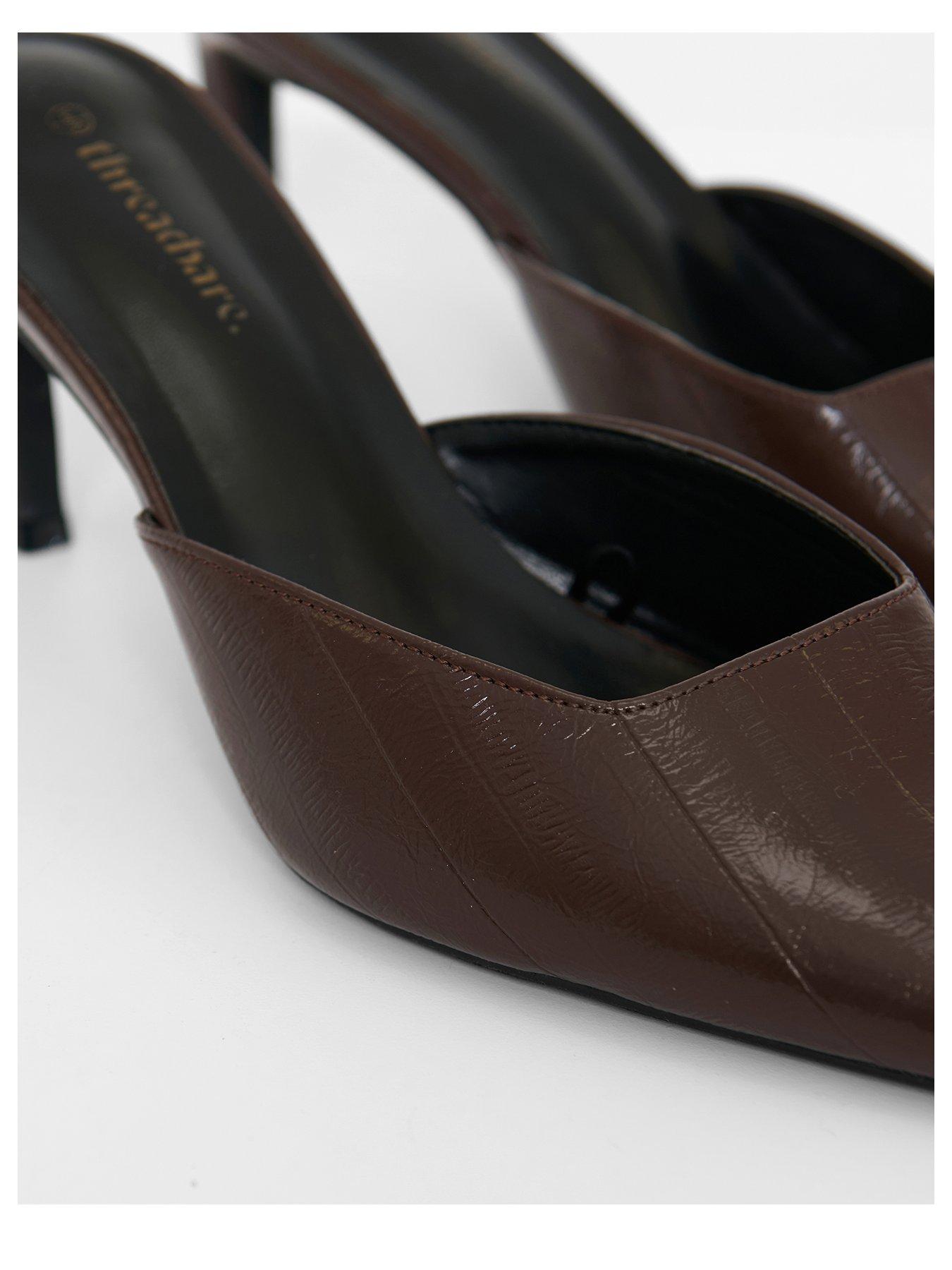 Image 2 of 4 of Threadbare Womens Slip-On Pointed Toe Kitten Heel Mule - Brown
