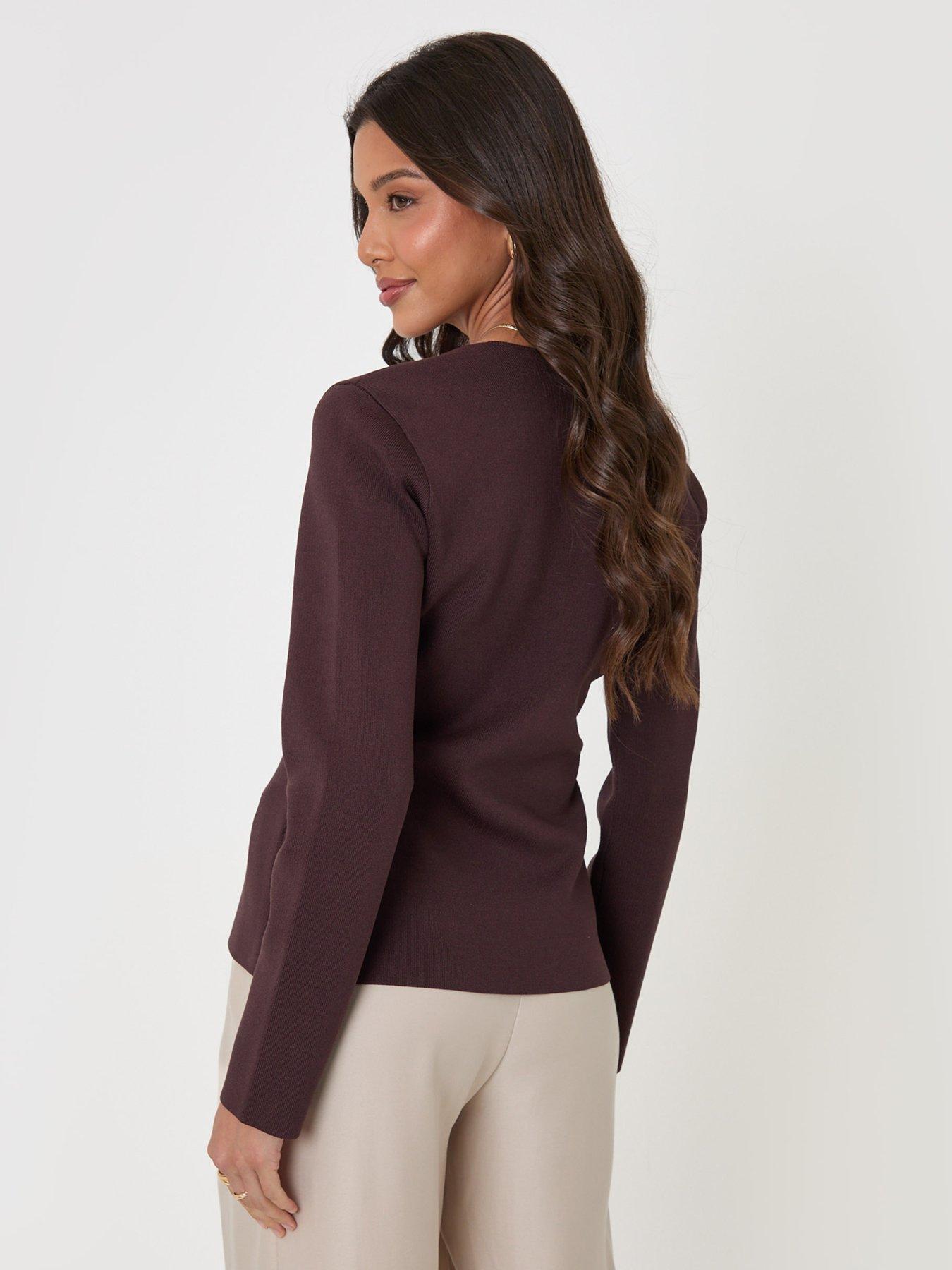 Image 2 of 5 of Threadbare Womens V Neck Button-Through Compact Cardigan - Brown