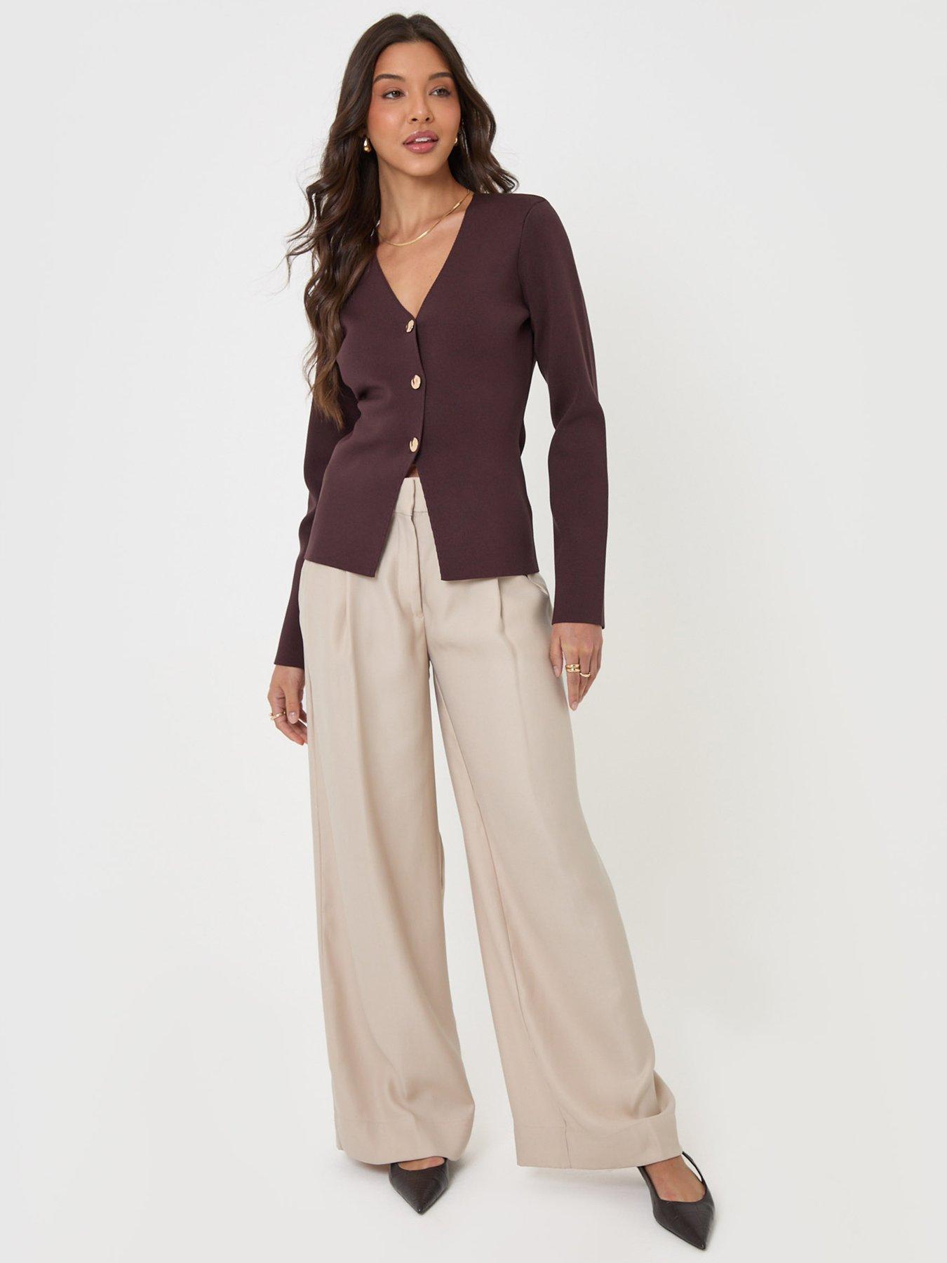 Image 3 of 5 of Threadbare Womens V Neck Button-Through Compact Cardigan - Brown