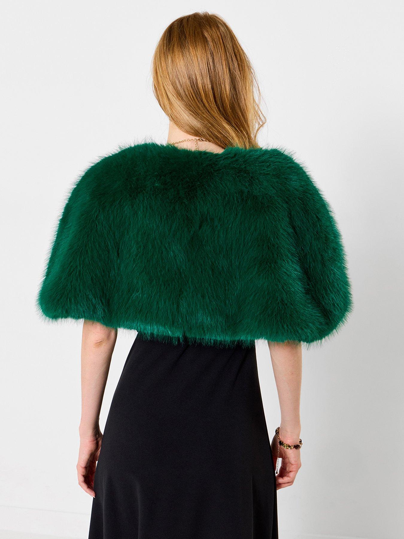 Image 2 of 5 of Joe Browns Womens Glamourous Faux Fur Cape - Green