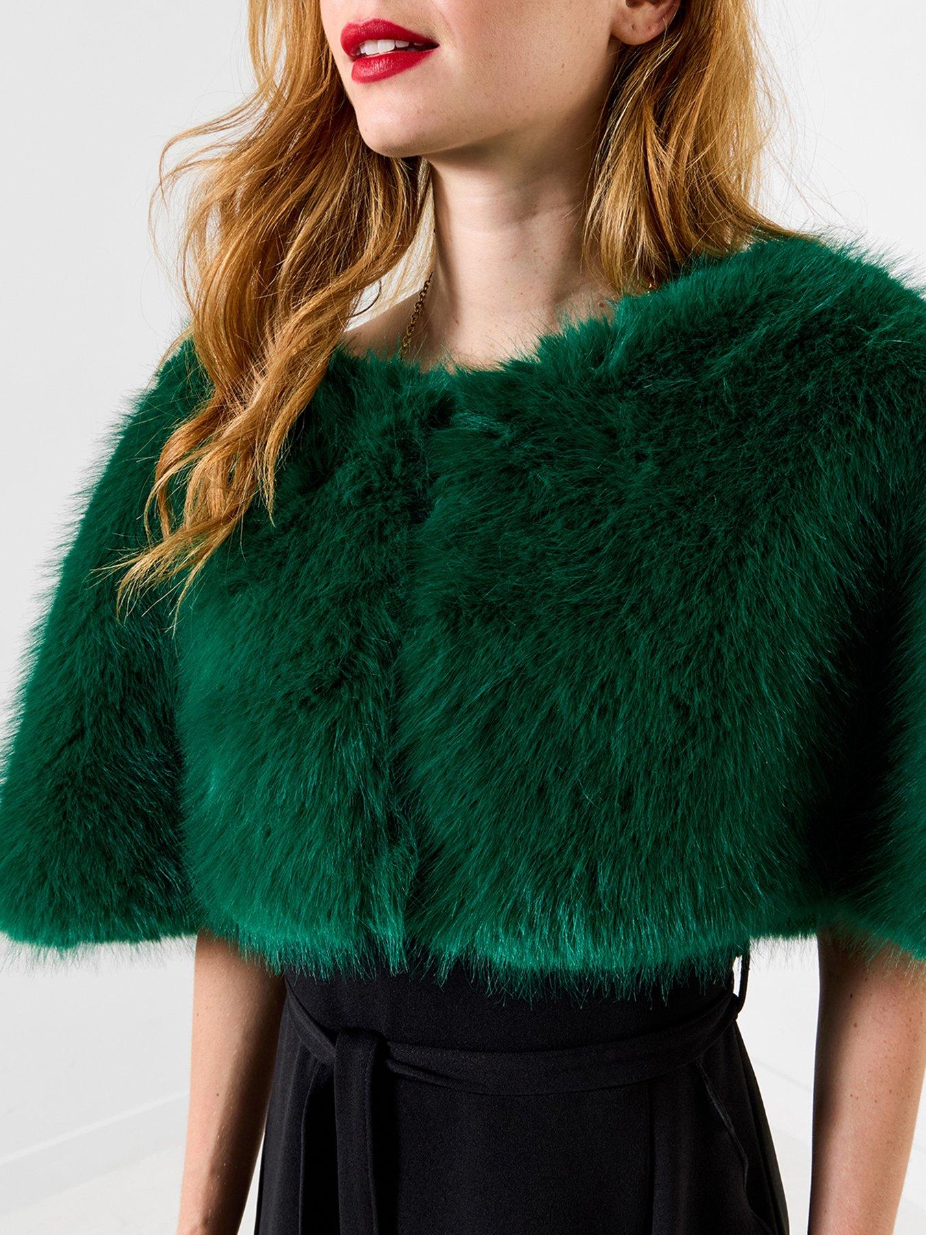 Image 3 of 5 of Joe Browns Womens Glamourous Faux Fur Cape - Green