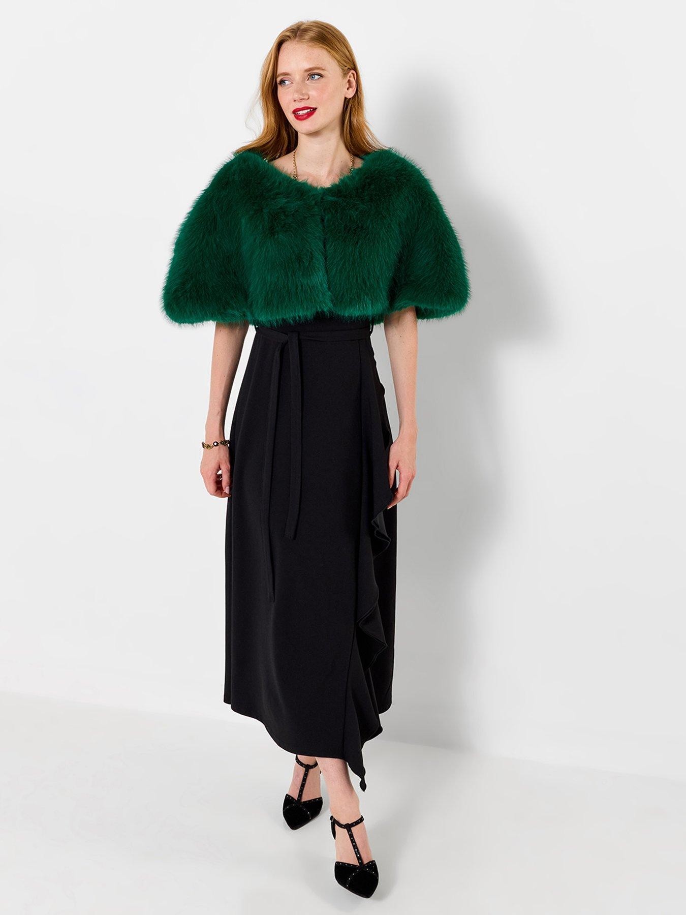 Image 4 of 5 of Joe Browns Womens Glamourous Faux Fur Cape - Green