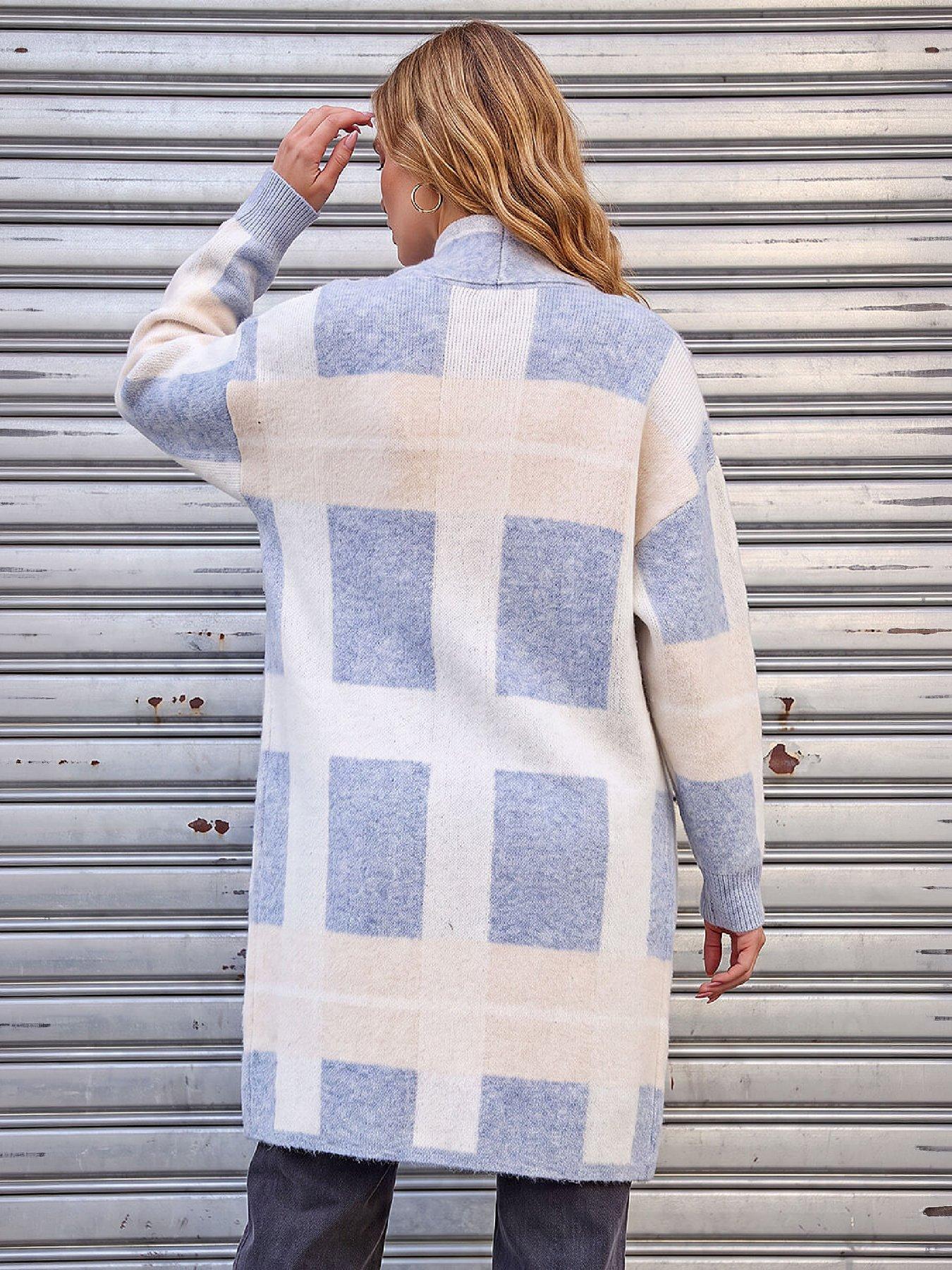 Image 3 of 4 of Roman Womens Longline Check Pocket Cardigan - Blue