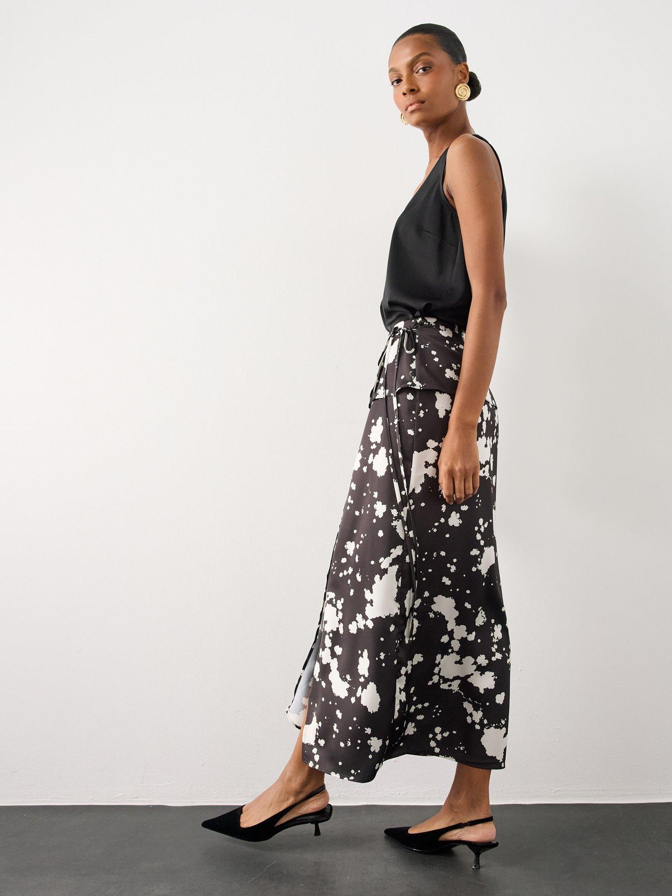 Image 3 of 6 of The Very Collection Animal Print Satin Wrap Midi Skirt