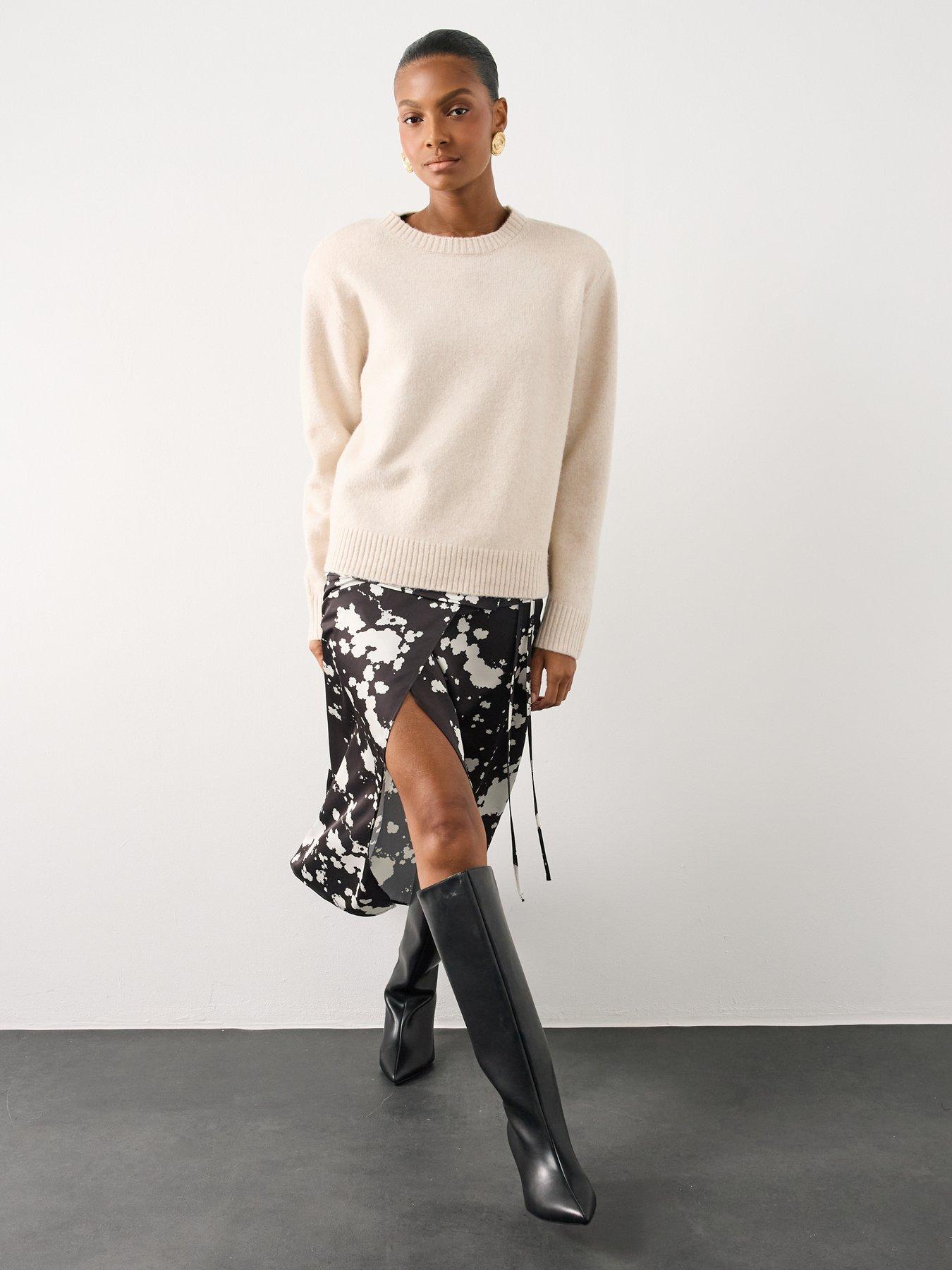 Image 5 of 6 of The Very Collection Animal Print Satin Wrap Midi Skirt