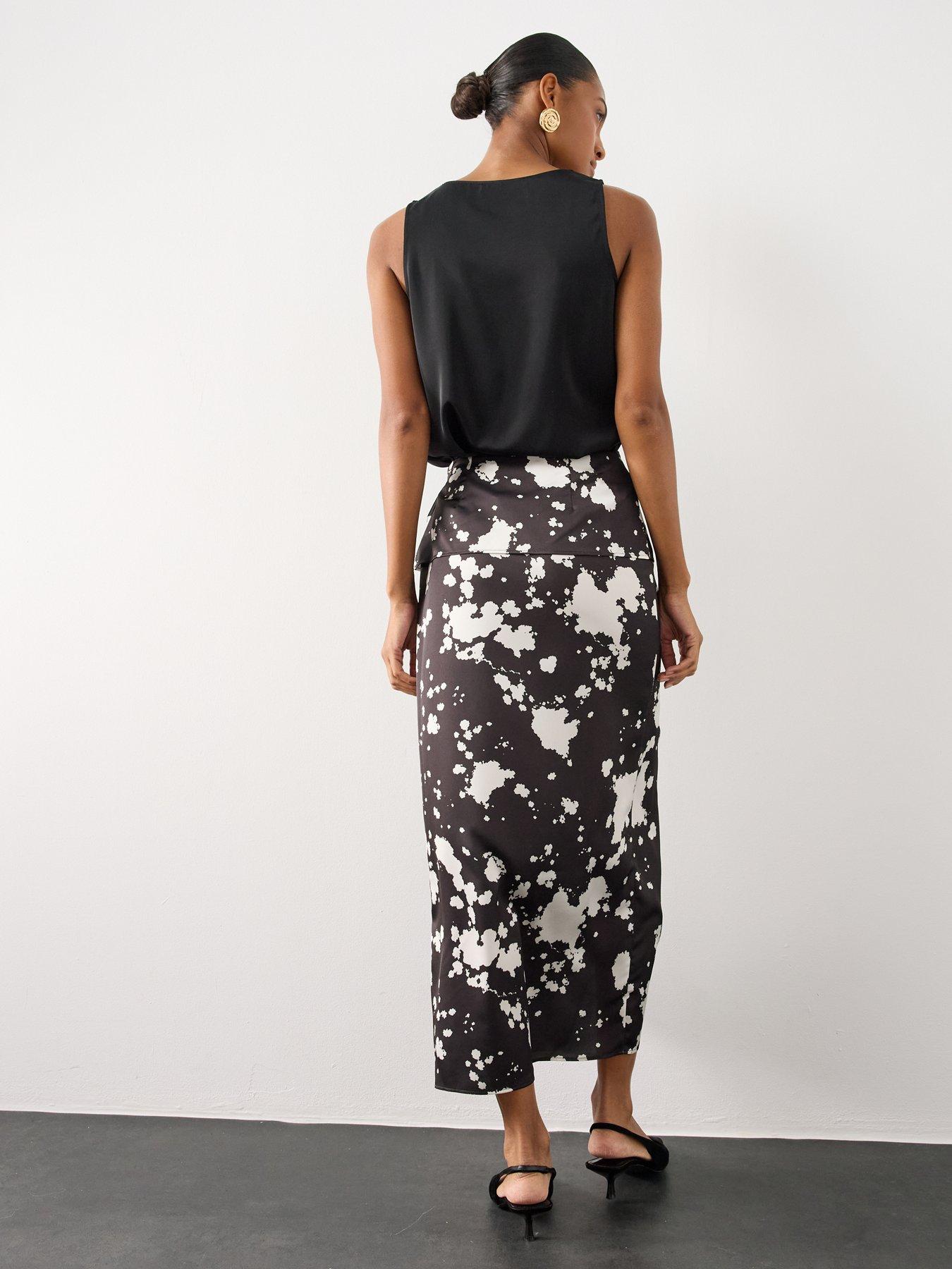 Image 6 of 6 of The Very Collection Animal Print Satin Wrap Midi Skirt