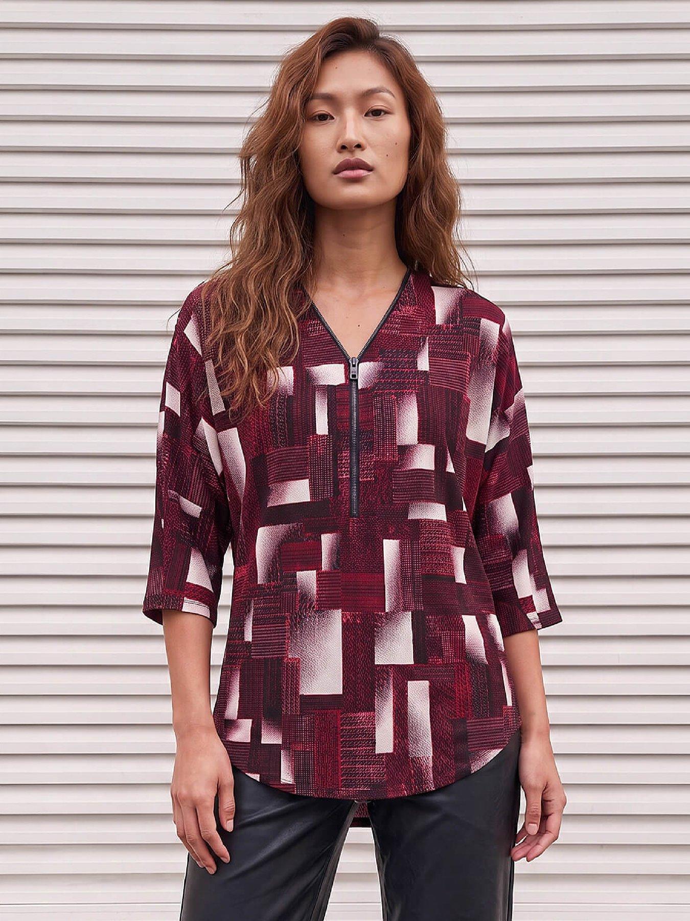 Image 1 of 4 of Roman Geo Puff Zip Top