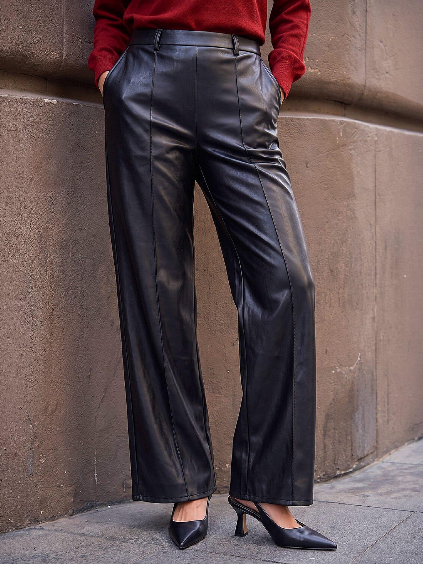 Image 4 of 4 of Roman Pintuck Wide Leg Pu Trouser