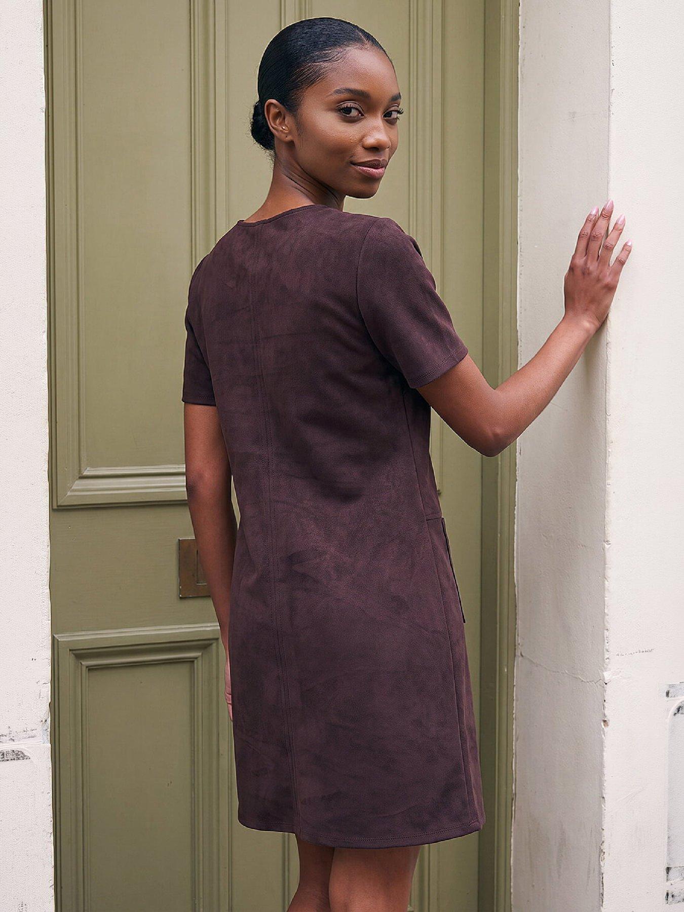 Image 4 of 4 of Roman Petite Faux Suede Dress