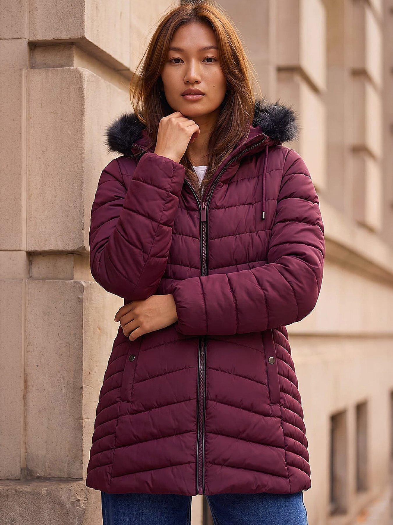 Image 1 of 4 of Roman Faux Fur Hooded Coat