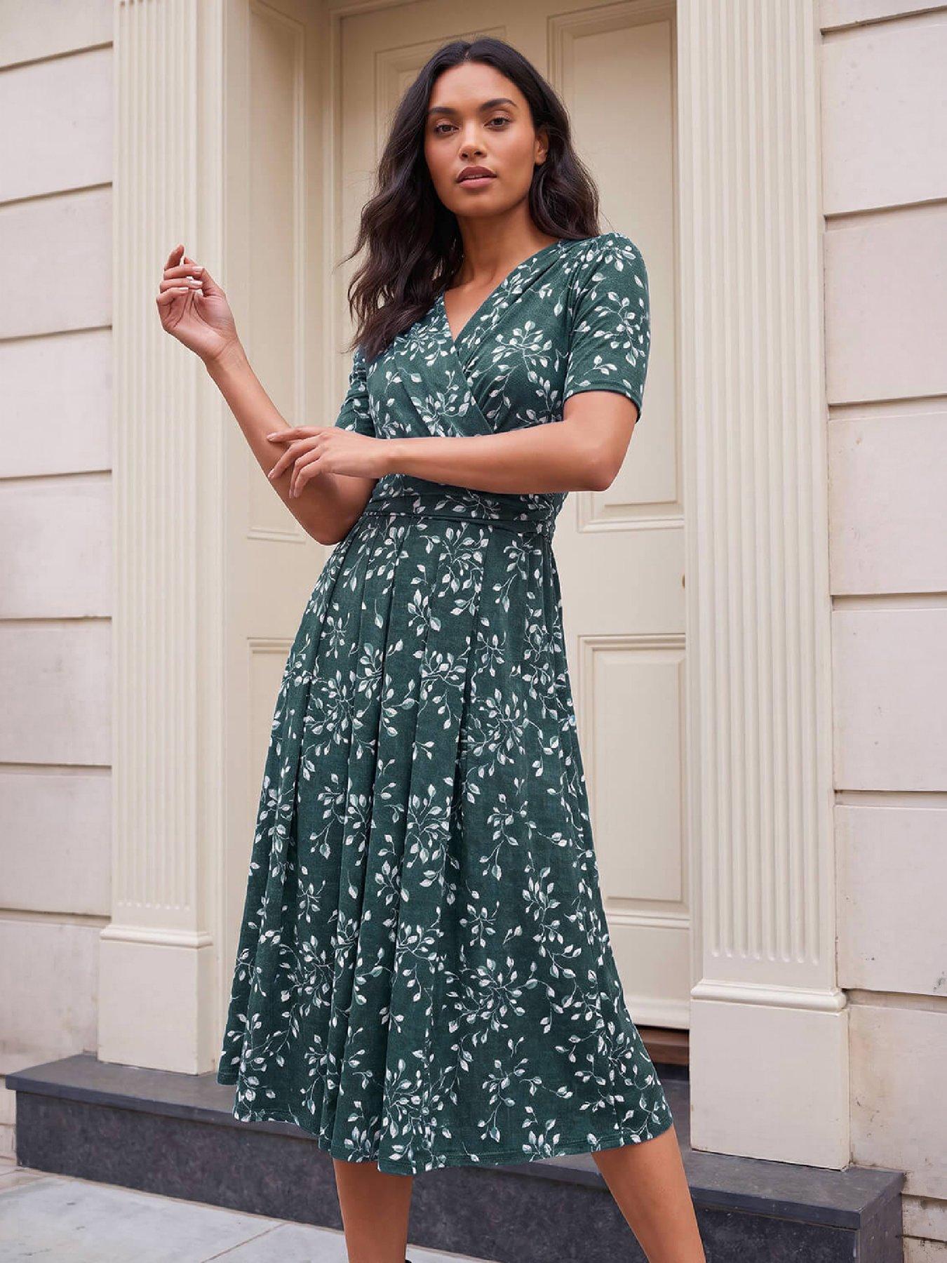 Image 1 of 4 of Roman Leaf Wrap Bodice Dress