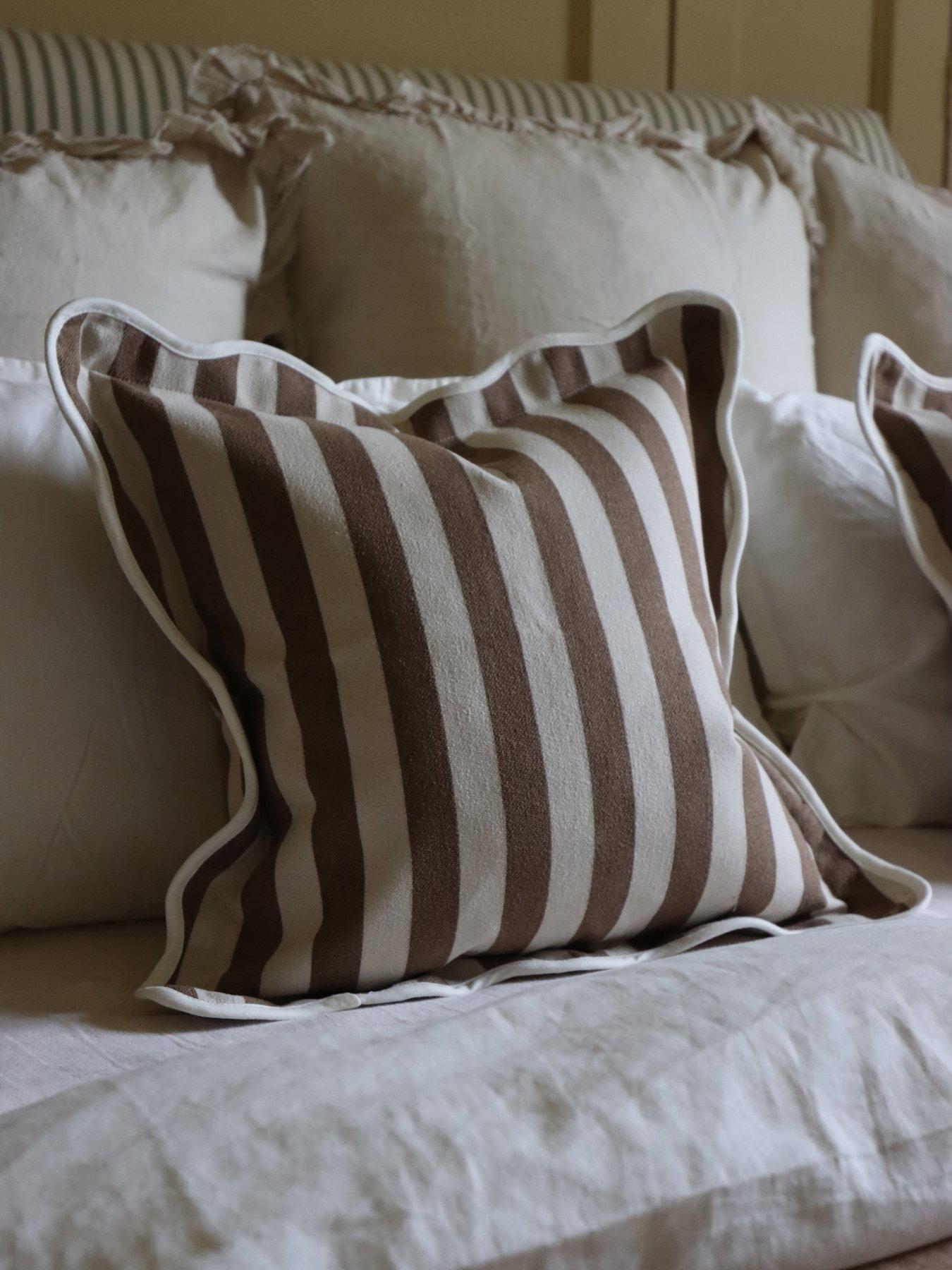 Image 1 of 7 of Ellenvale Interiors Chloe Stripe Scalloped Edge Cushion Cover 45x45
