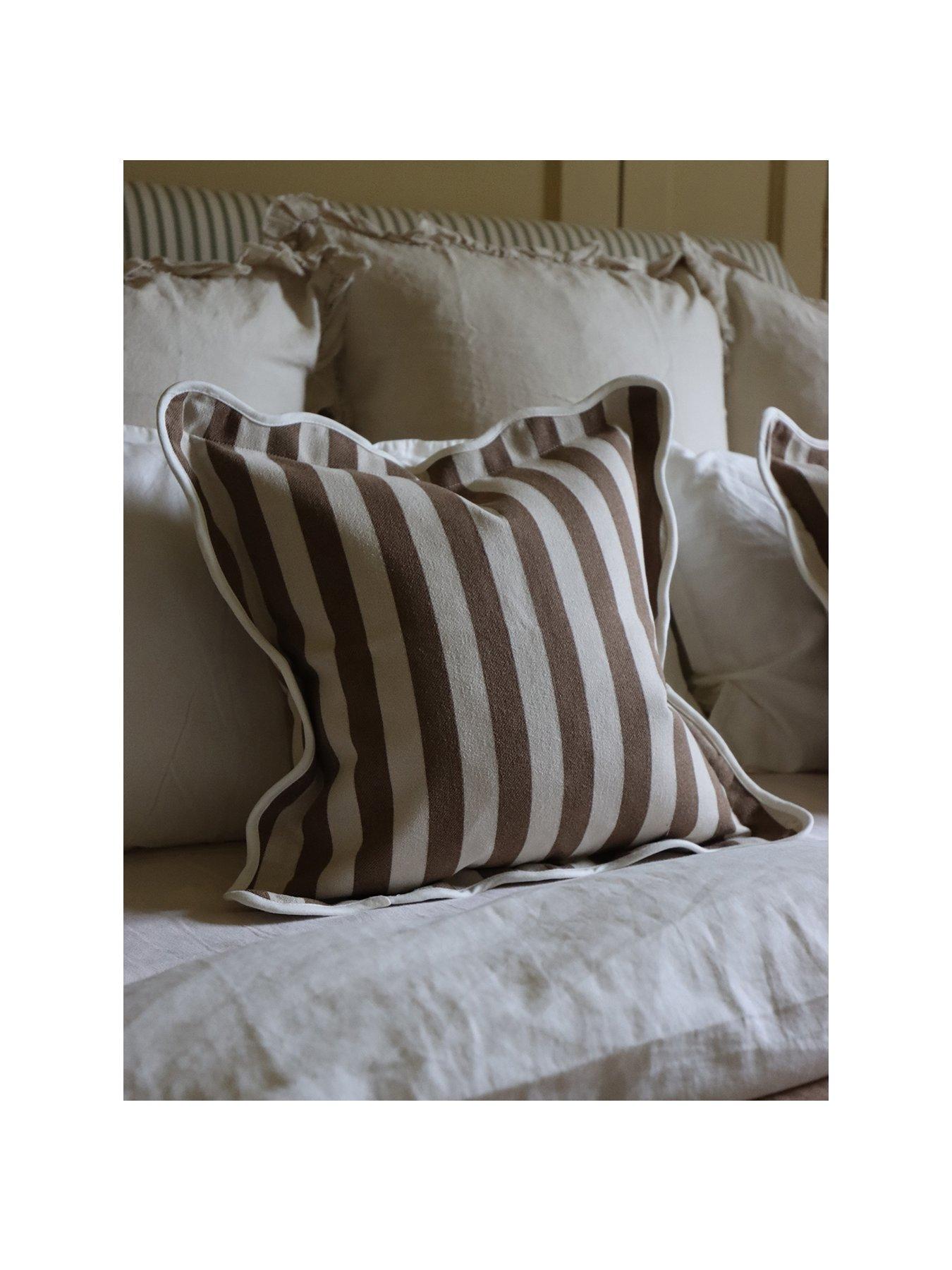 Image 2 of 7 of Ellenvale Interiors Chloe Stripe Scalloped Edge Cushion Cover 45x45