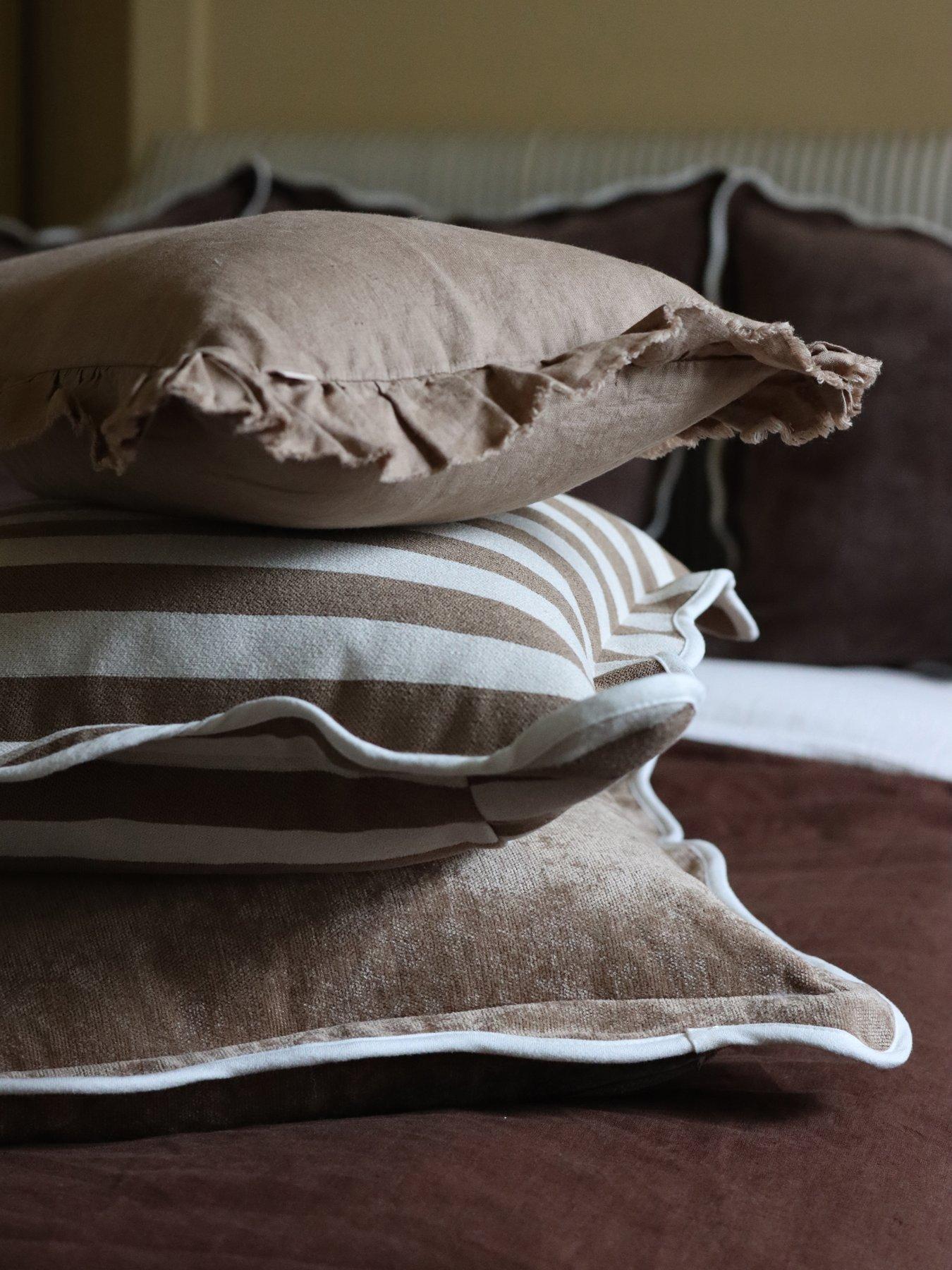 Image 3 of 7 of Ellenvale Interiors Chloe Stripe Scalloped Edge Cushion Cover 45x45