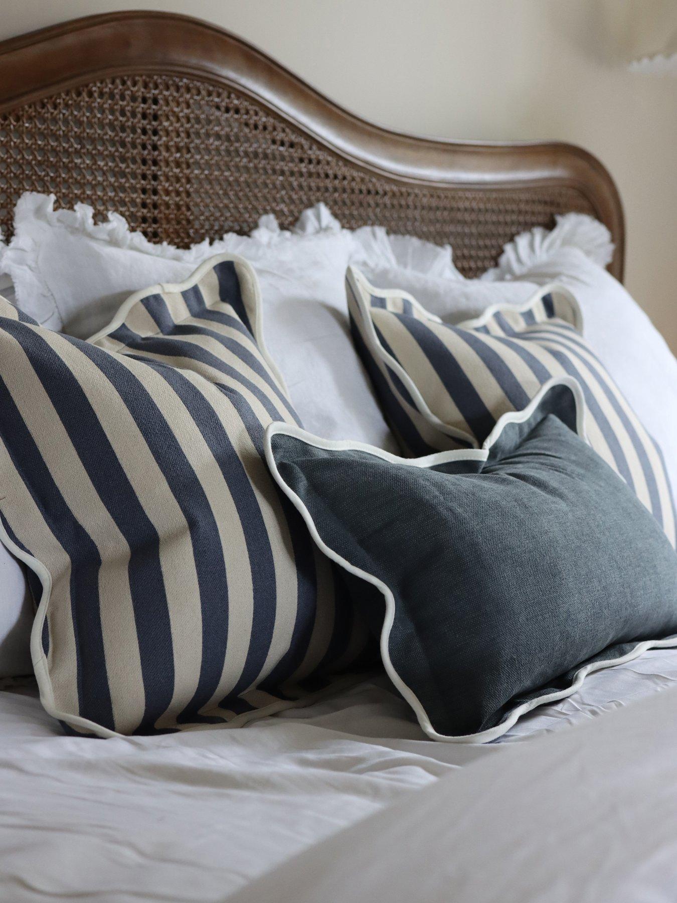 Image 5 of 7 of Ellenvale Interiors Chloe Stripe Scalloped Edge Cushion Cover 45x45