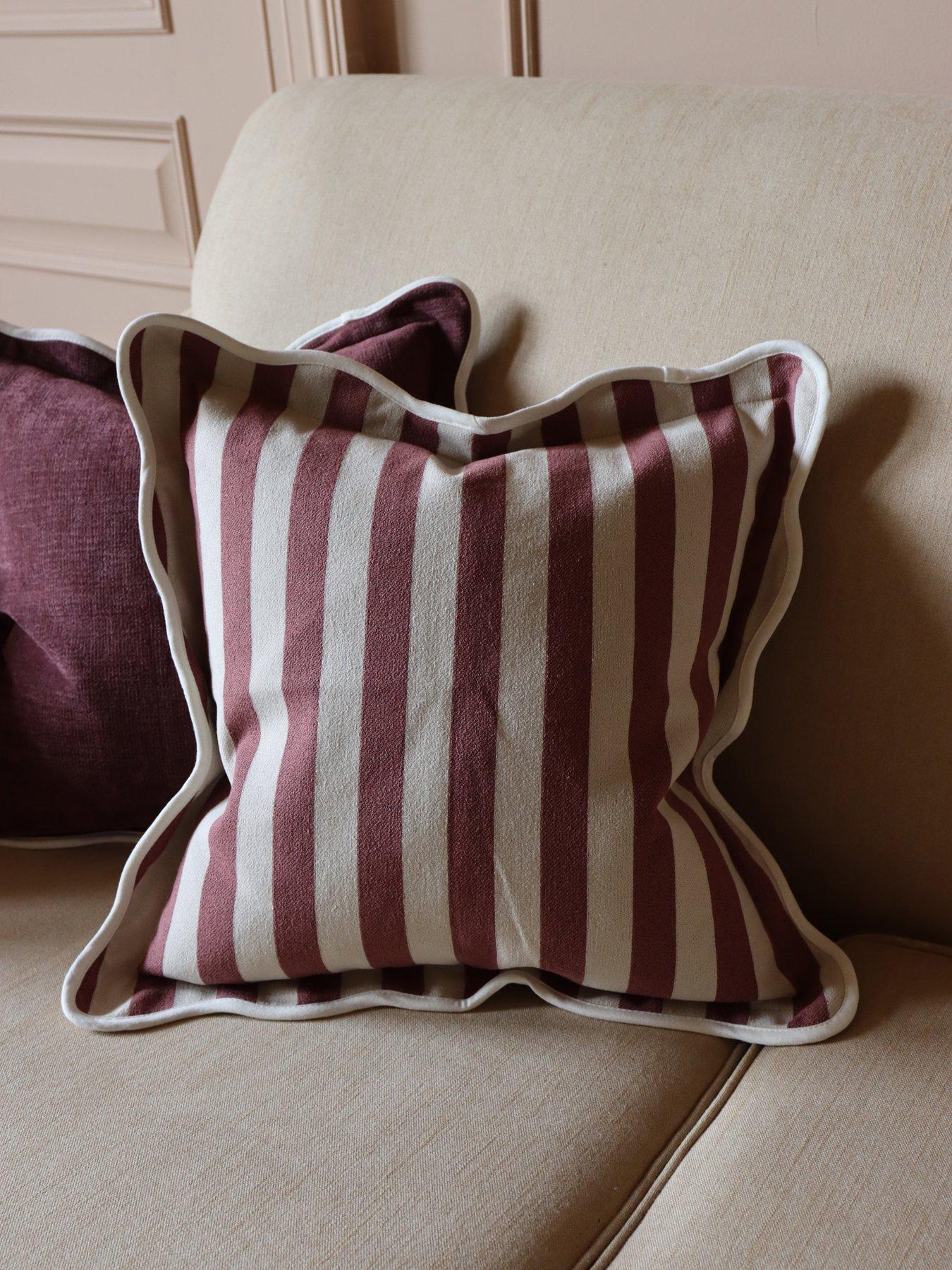 Image 6 of 7 of Ellenvale Interiors Chloe Stripe Scalloped Edge Cushion Cover 45x45