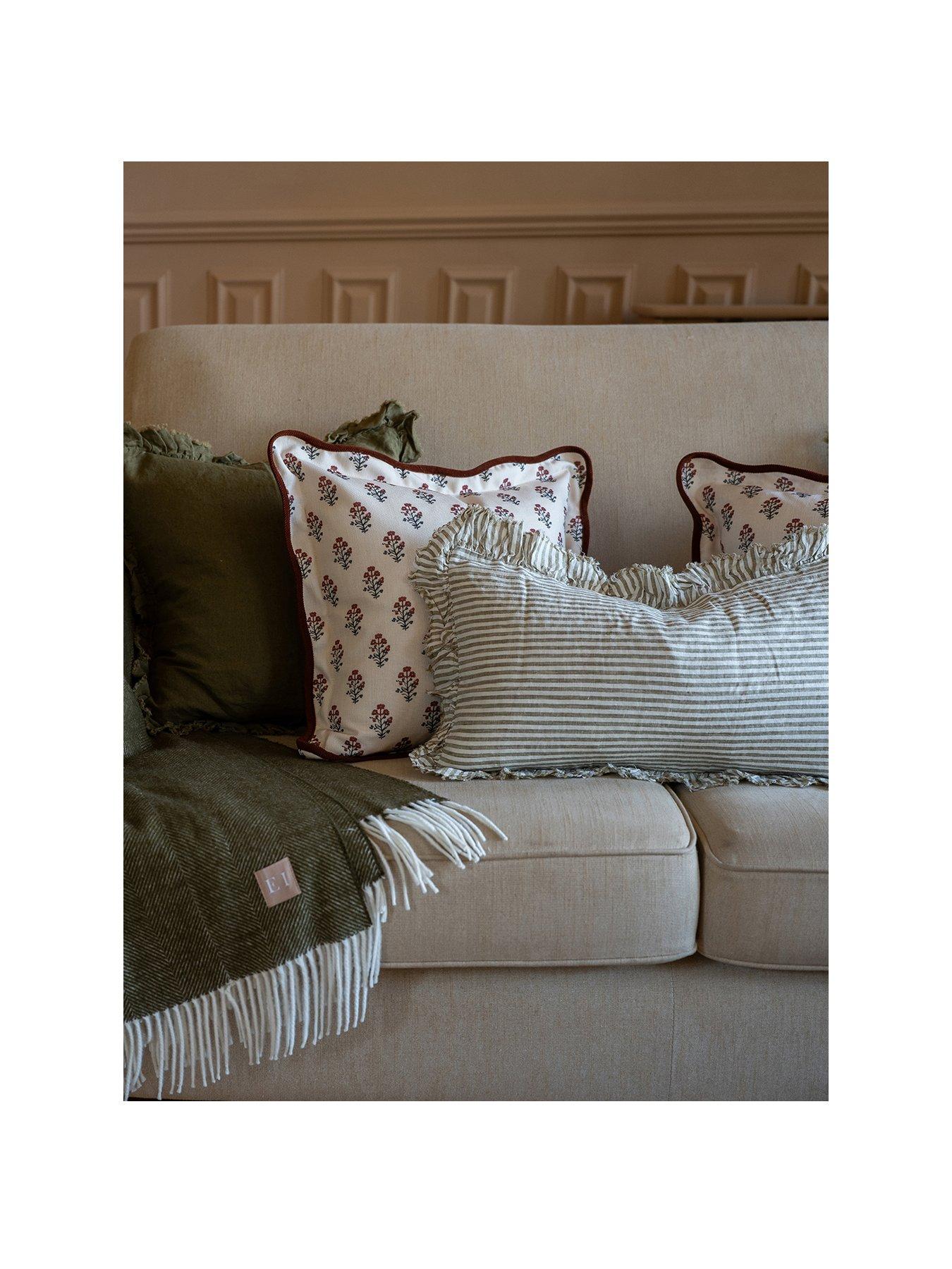 Image 2 of 3 of Ellenvale Interiors Hallie Stripe Ruffle Cushion Cover 50x30