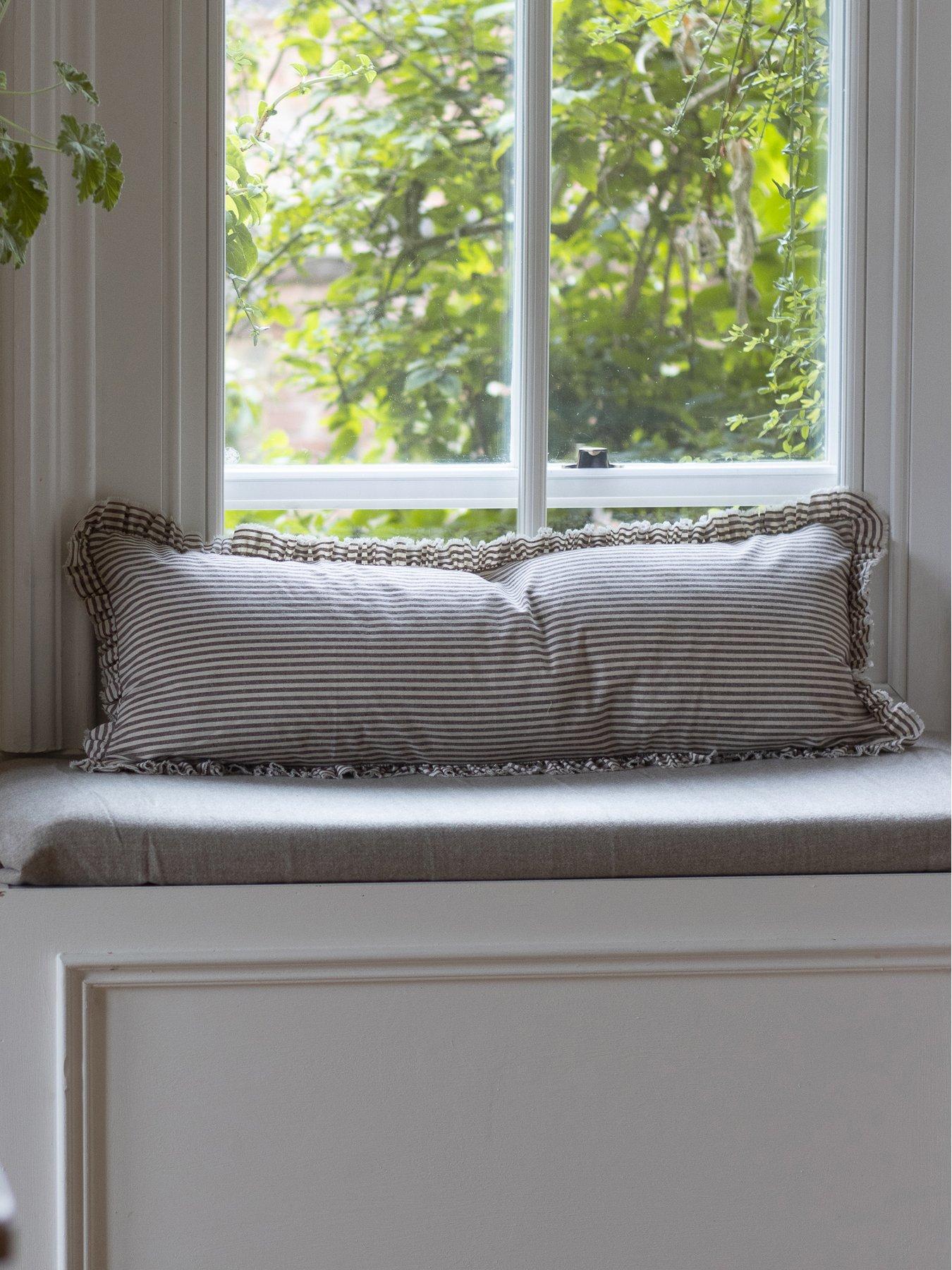 Image 1 of 2 of Ellenvale Interiors Darcy Stripe Ruffle Cushion Cover 80x30