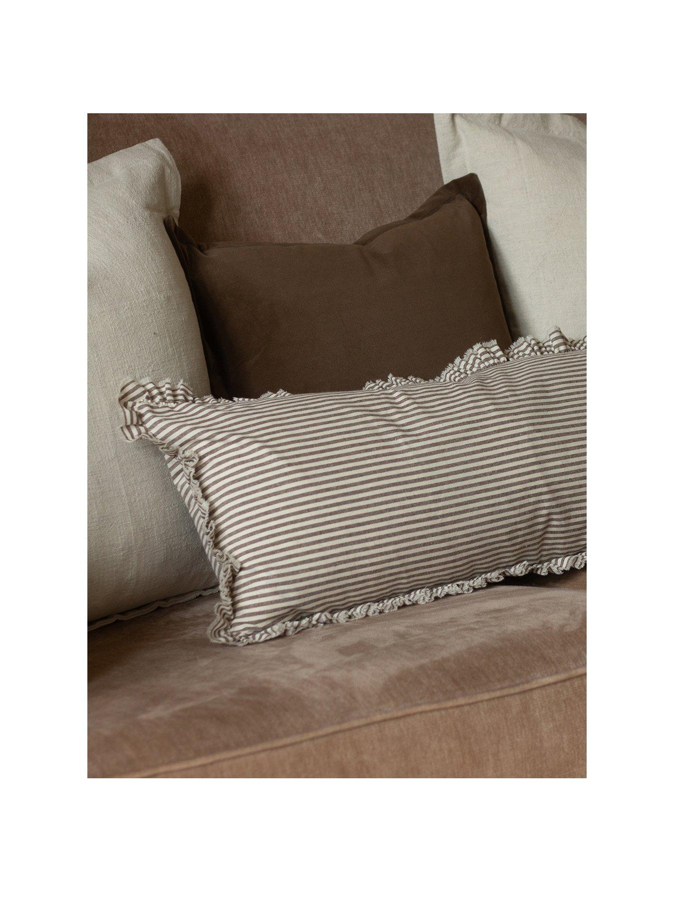 Image 2 of 2 of Ellenvale Interiors Darcy Stripe Ruffle Cushion Cover 80x30