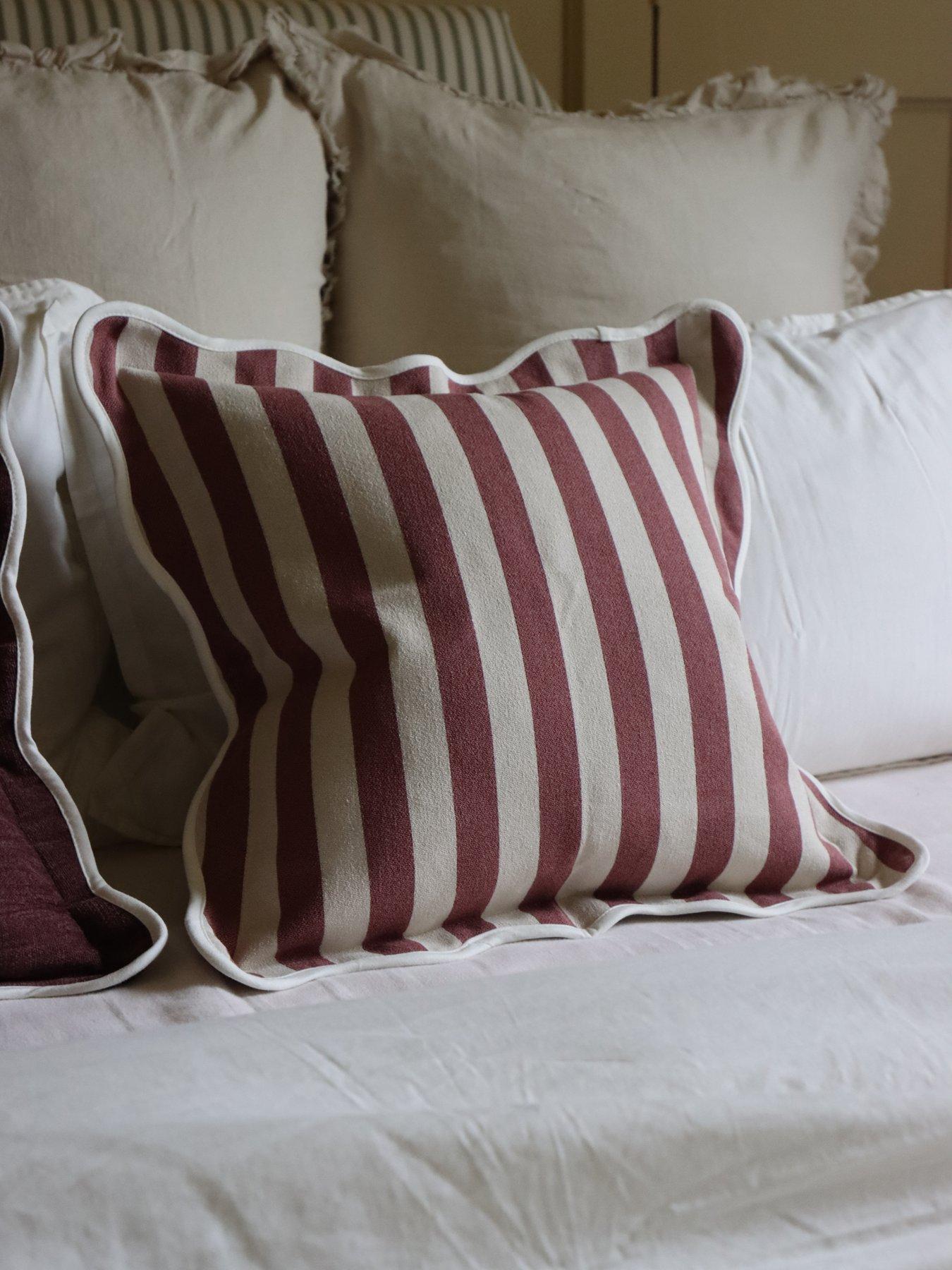 Image 7 of 7 of Ellenvale Interiors Chloe Stripe Scalloped Edge Cushion Cover 45x45