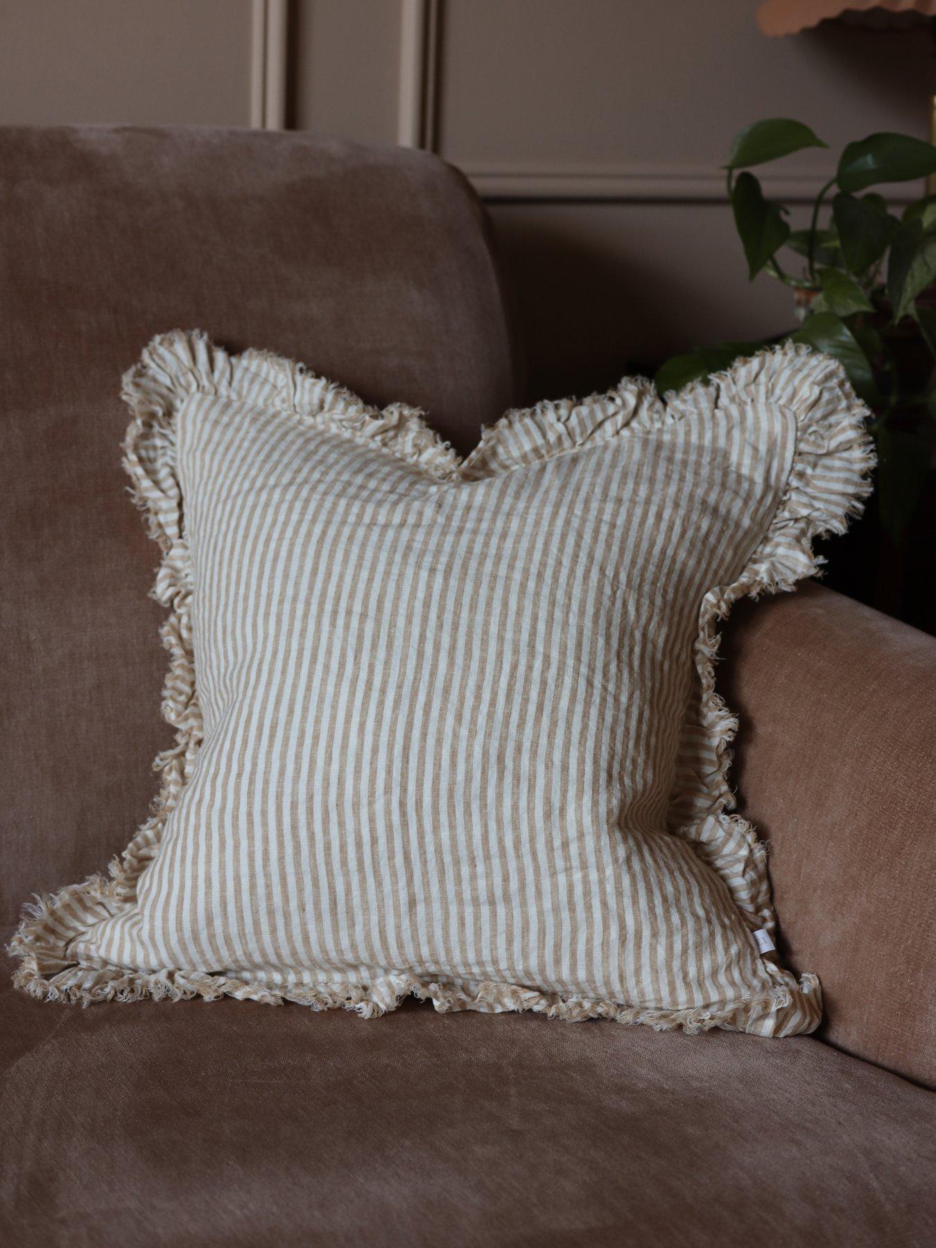 Image 1 of 4 of Ellenvale Interiors Hallie Stripe Ruffle Cushion Cover 45x45