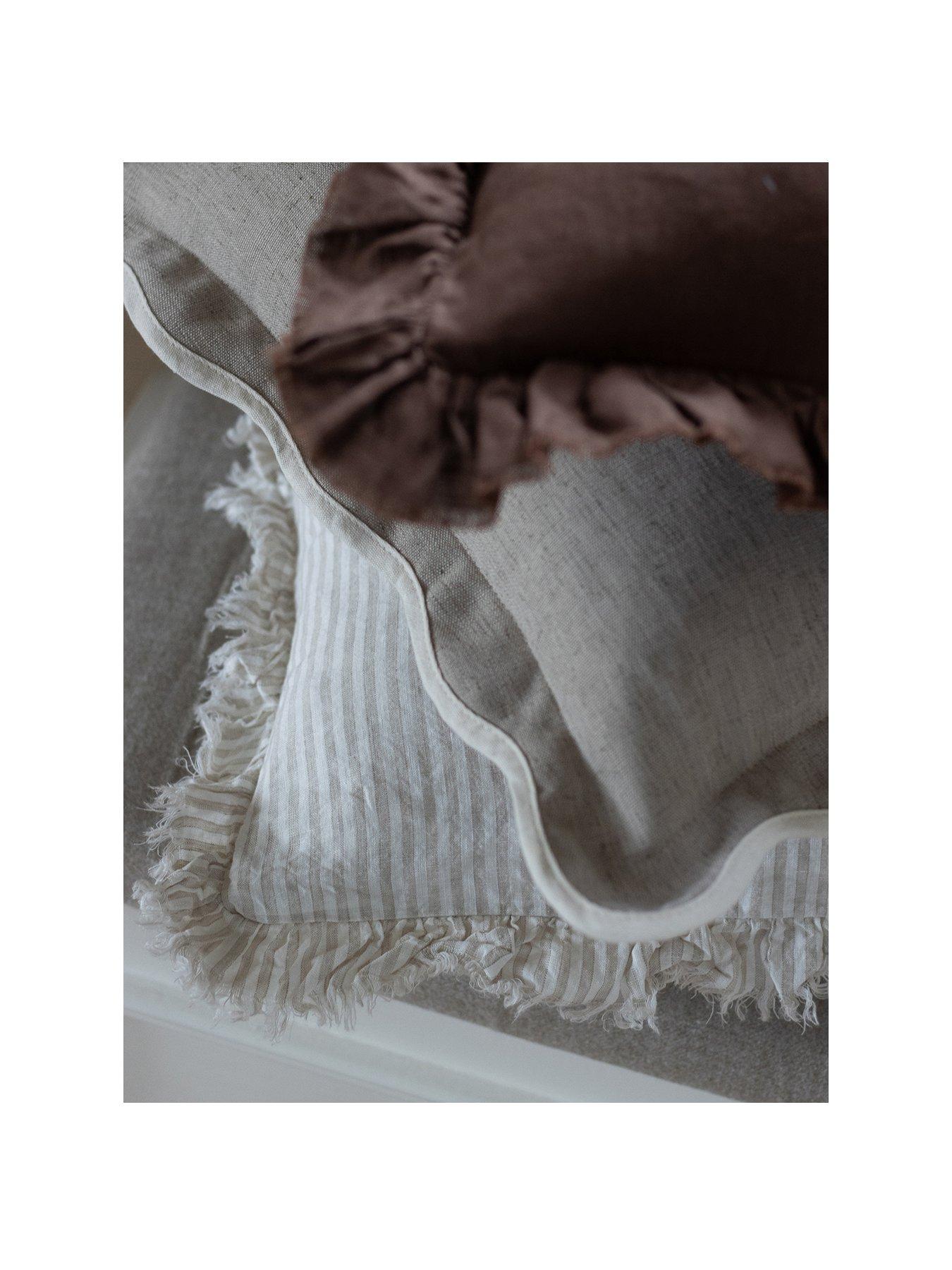 Image 2 of 4 of Ellenvale Interiors Hallie Stripe Ruffle Cushion Cover 45x45