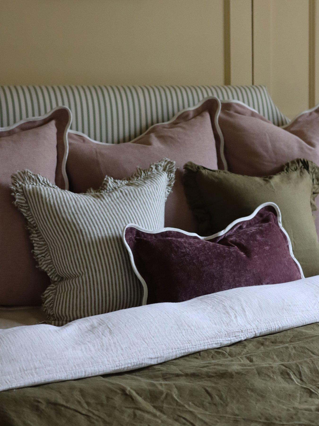 Image 3 of 4 of Ellenvale Interiors Hallie Stripe Ruffle Cushion Cover 45x45