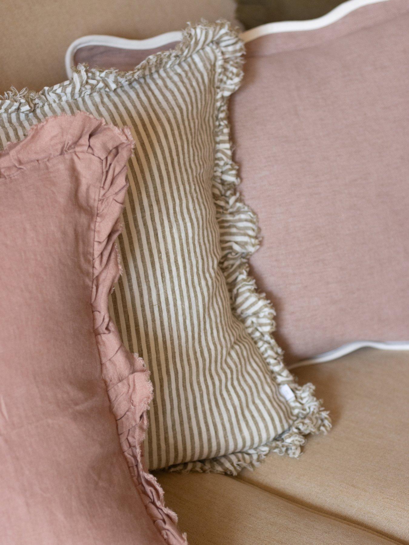 Image 4 of 4 of Ellenvale Interiors Hallie Stripe Ruffle Cushion Cover 45x45