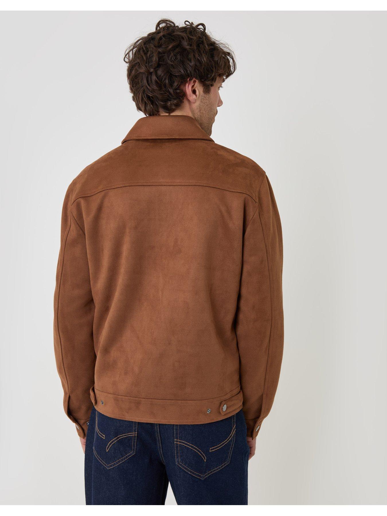 Image 2 of 7 of Threadbare Faux Suede Collared Jacket In Taupe