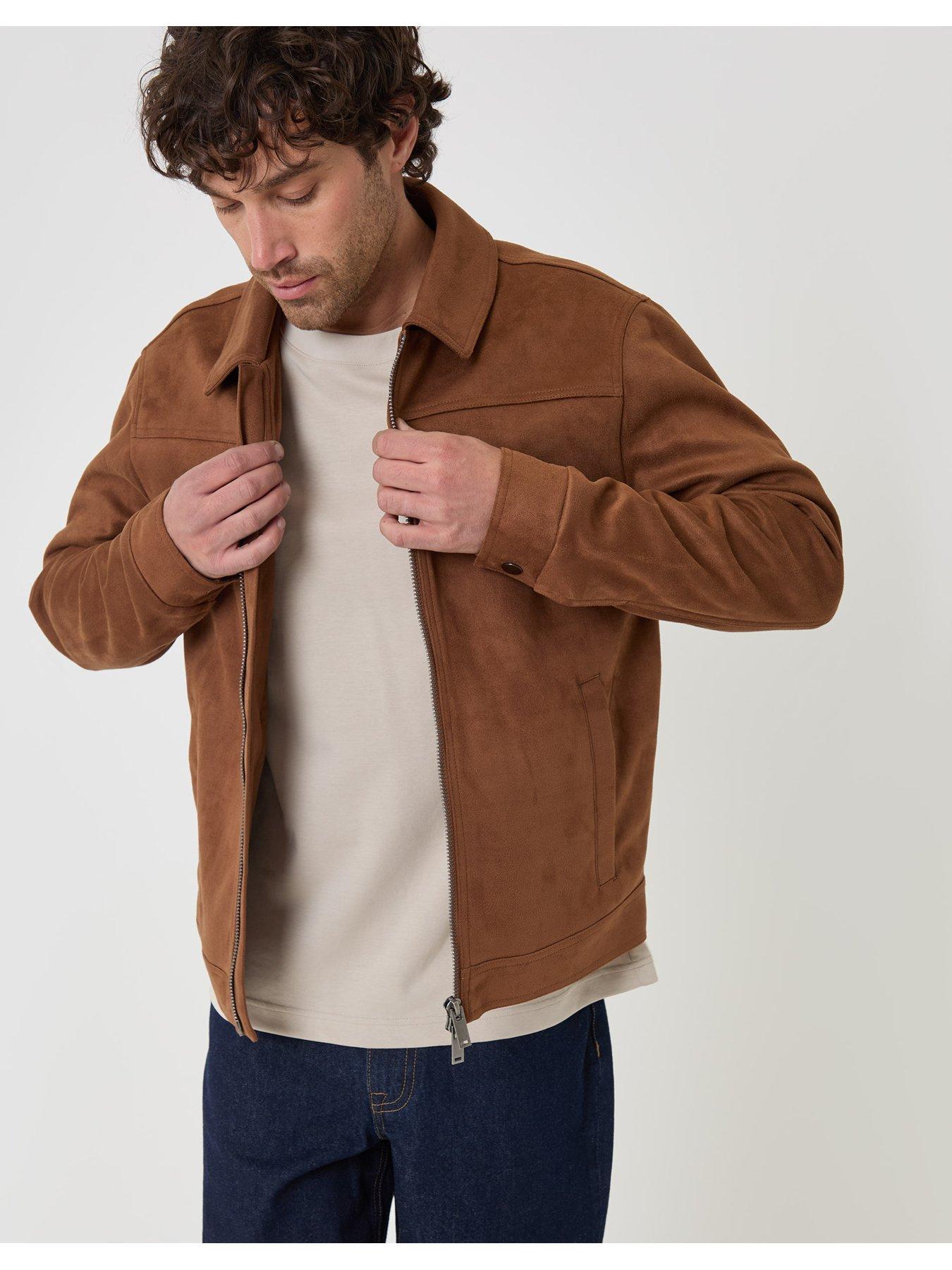 Image 6 of 7 of Threadbare Faux Suede Collared Jacket In Taupe
