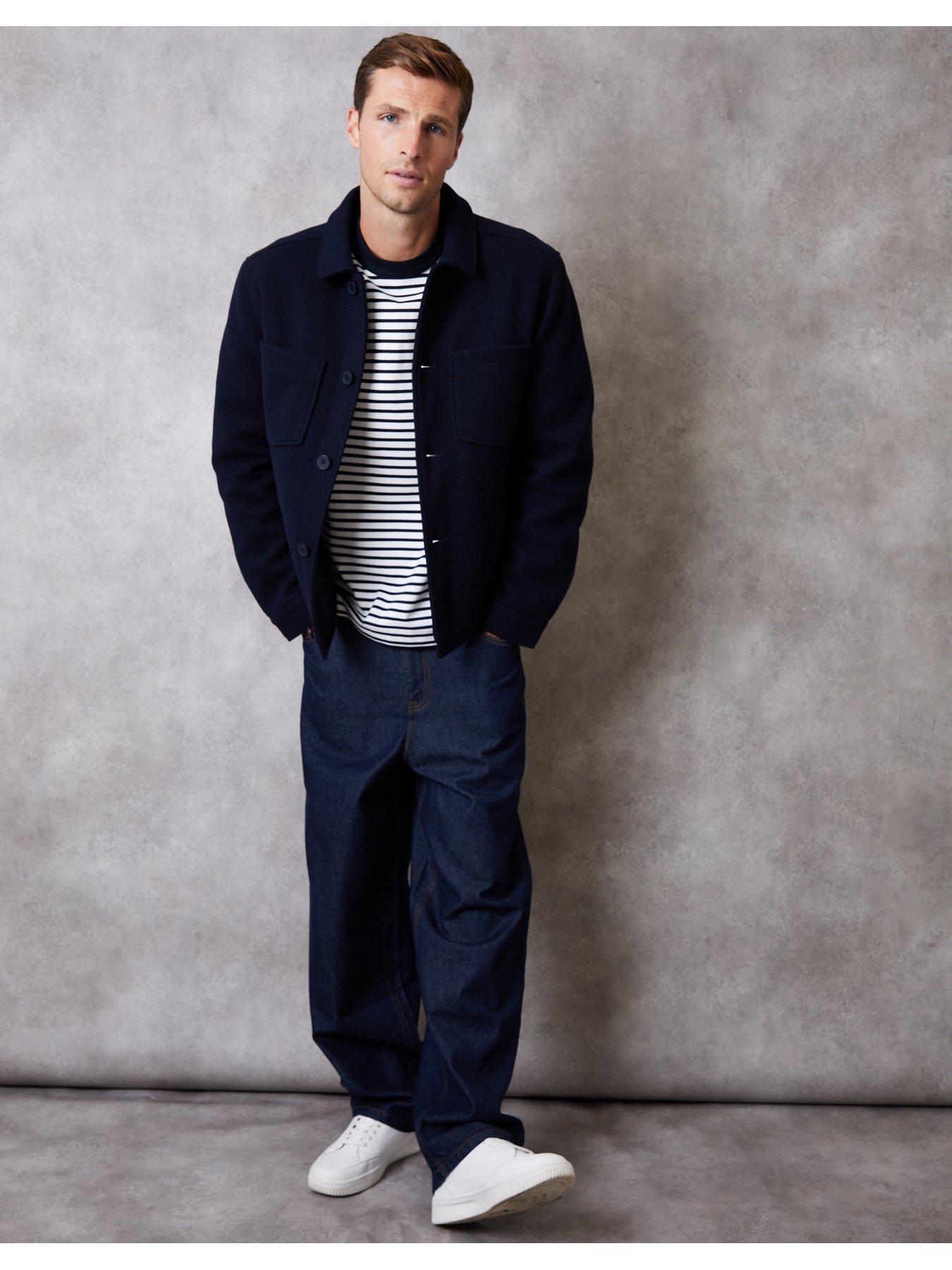 Image 3 of 5 of Threadbare Faux Wool Collared Jacket With Patch Pockets In Navy