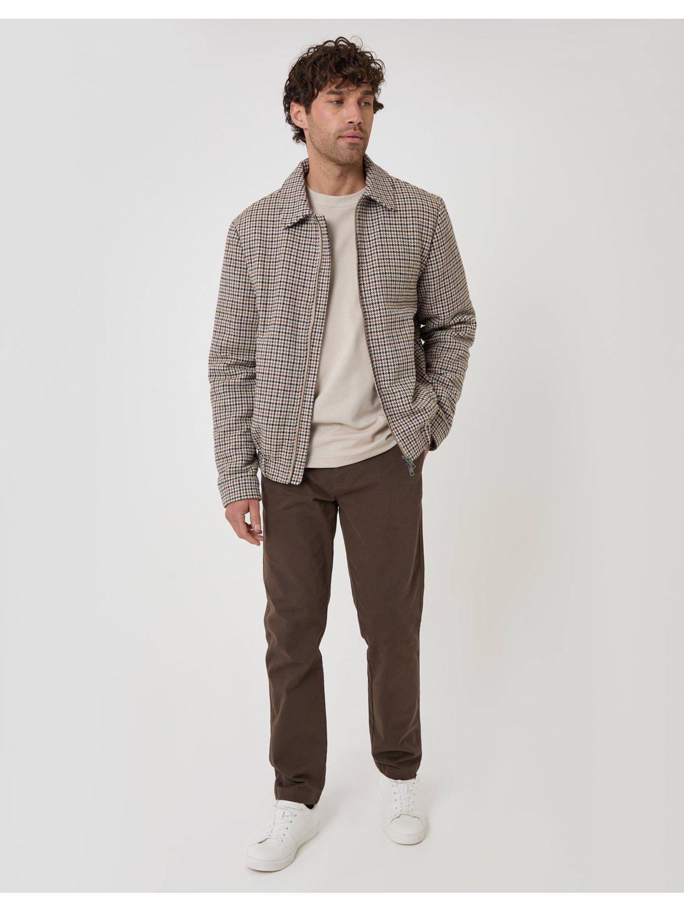 Image 3 of 7 of Threadbare Faux Wool Collared Jacket In Brown Check