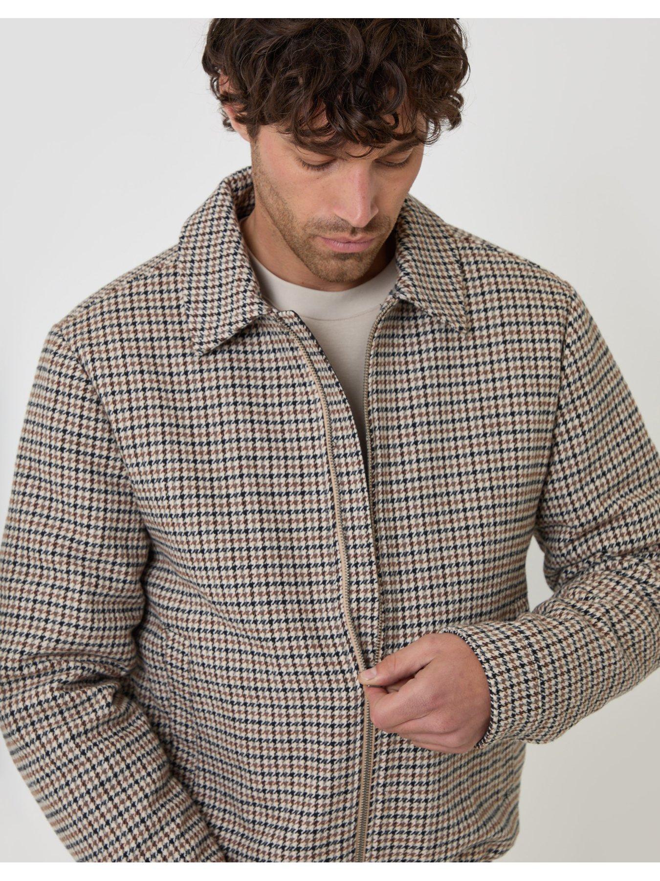 Image 4 of 7 of Threadbare Faux Wool Collared Jacket In Brown Check