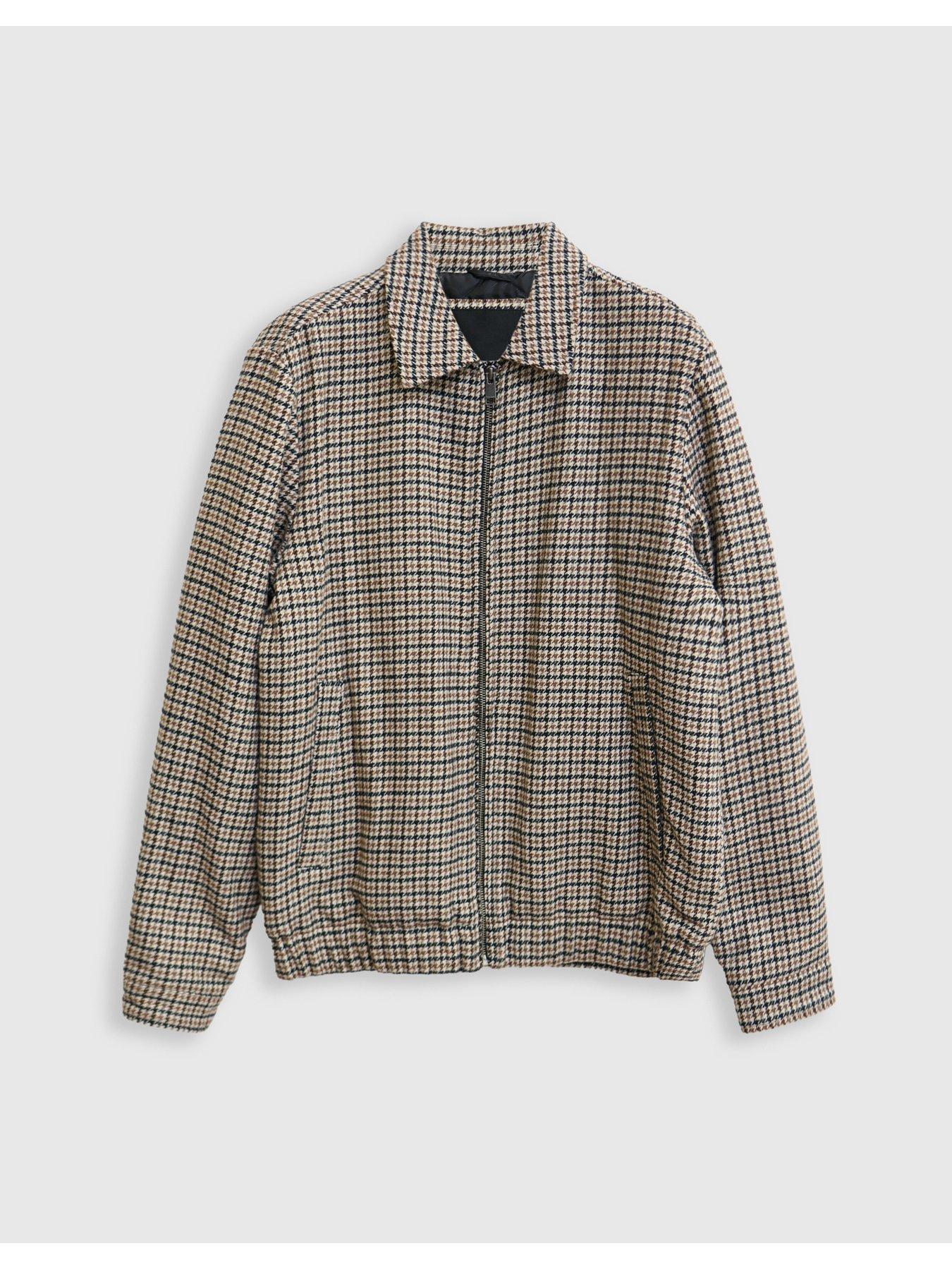 Image 7 of 7 of Threadbare Faux Wool Collared Jacket In Brown Check